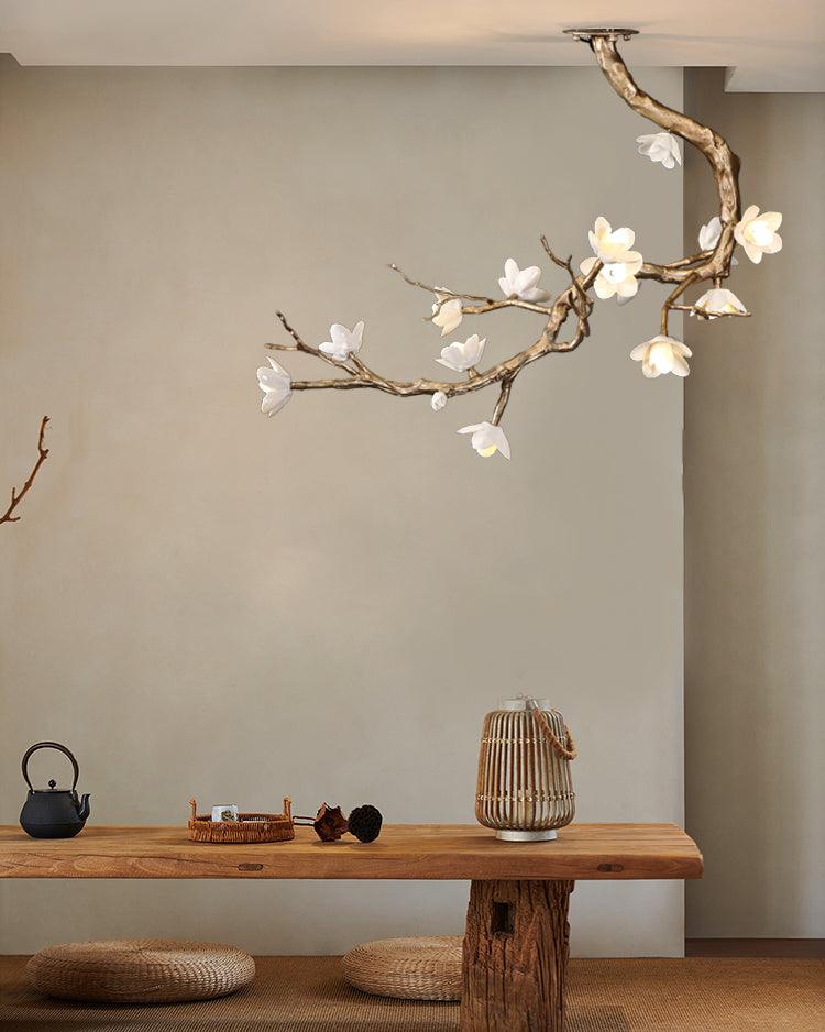 Lustra Chandelier Brass Flower Branch Natural - Letslighting