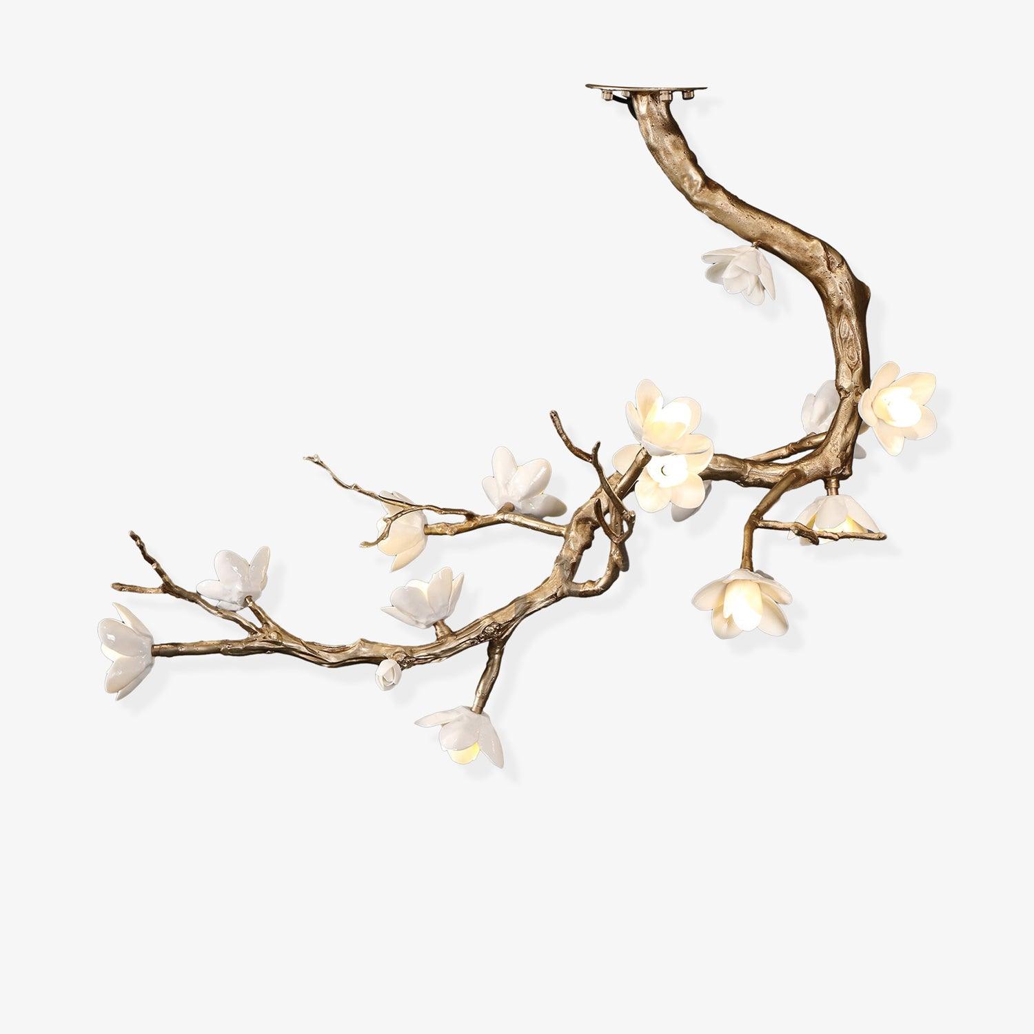 Lustra Chandelier Brass Flower Branch Natural - Letslighting