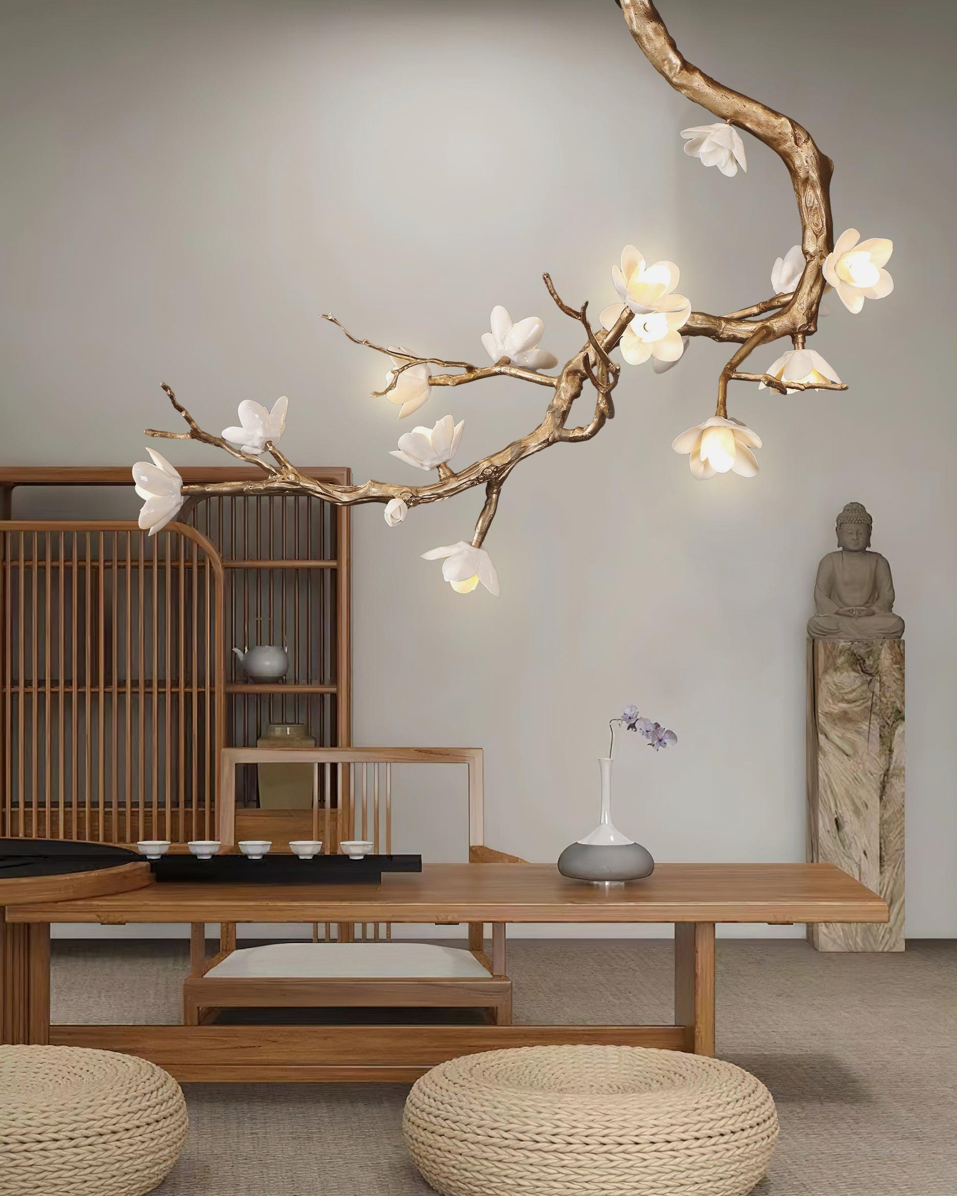 Lustra Chandelier Brass Flower Branch Natural - Letslighting