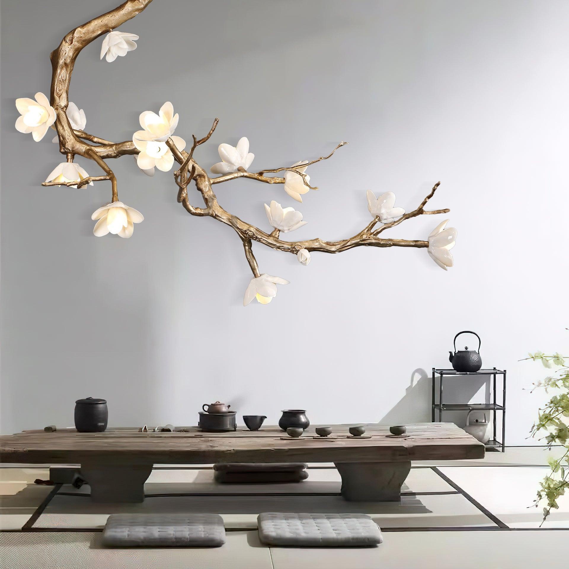 Lustra Chandelier Brass Flower Branch Natural - Letslighting