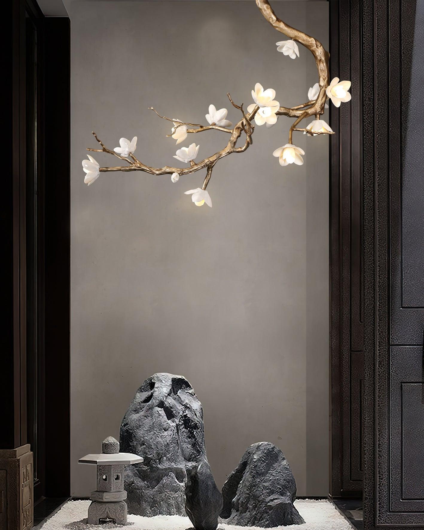 Lustra Chandelier Brass Flower Branch Natural - Letslighting