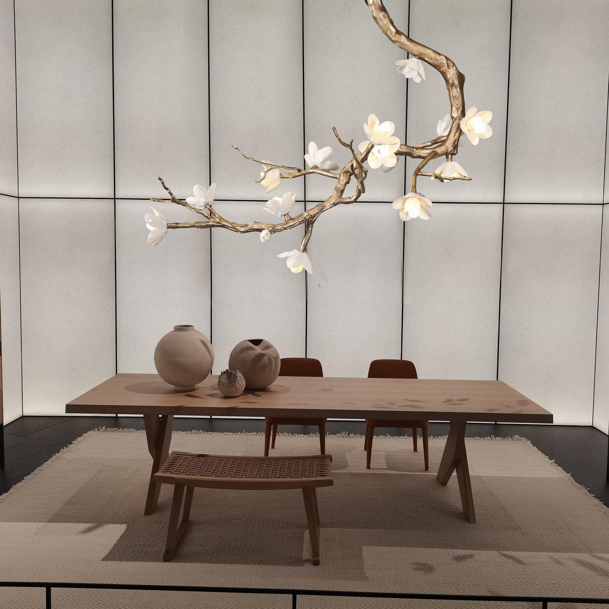 Lustra Chandelier Brass Flower Branch Natural - Letslighting