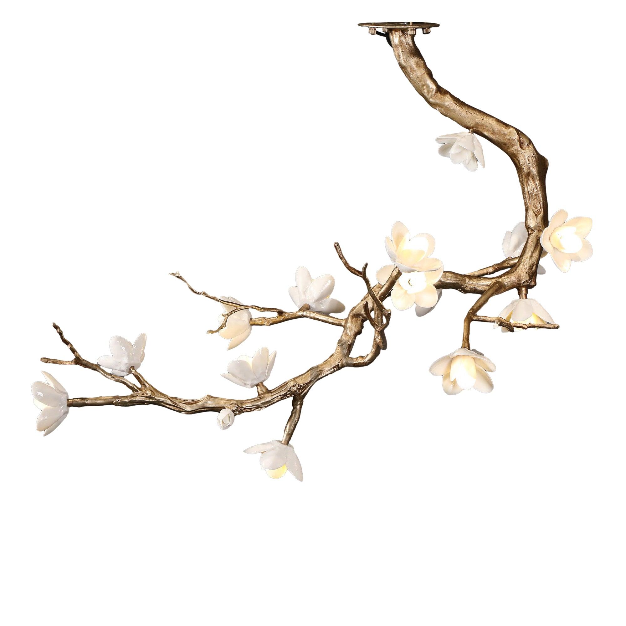 Lustra Chandelier Brass Flower Branch Natural - Letslighting