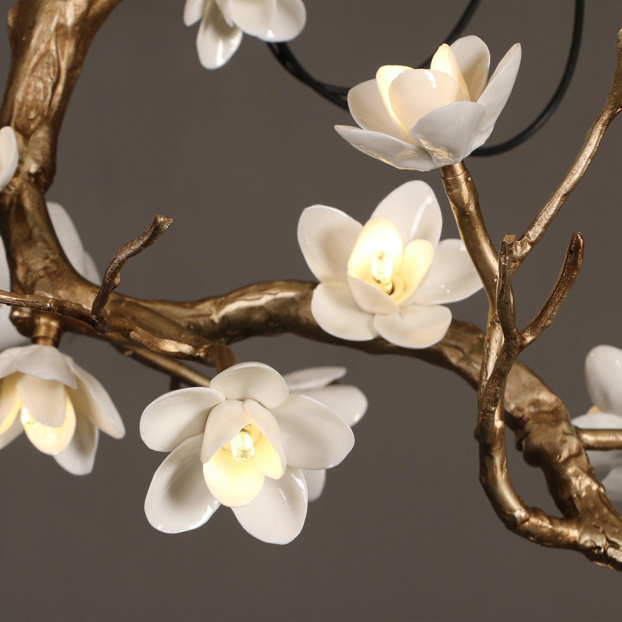 Lustra Chandelier Brass Flower Branch Natural - Letslighting