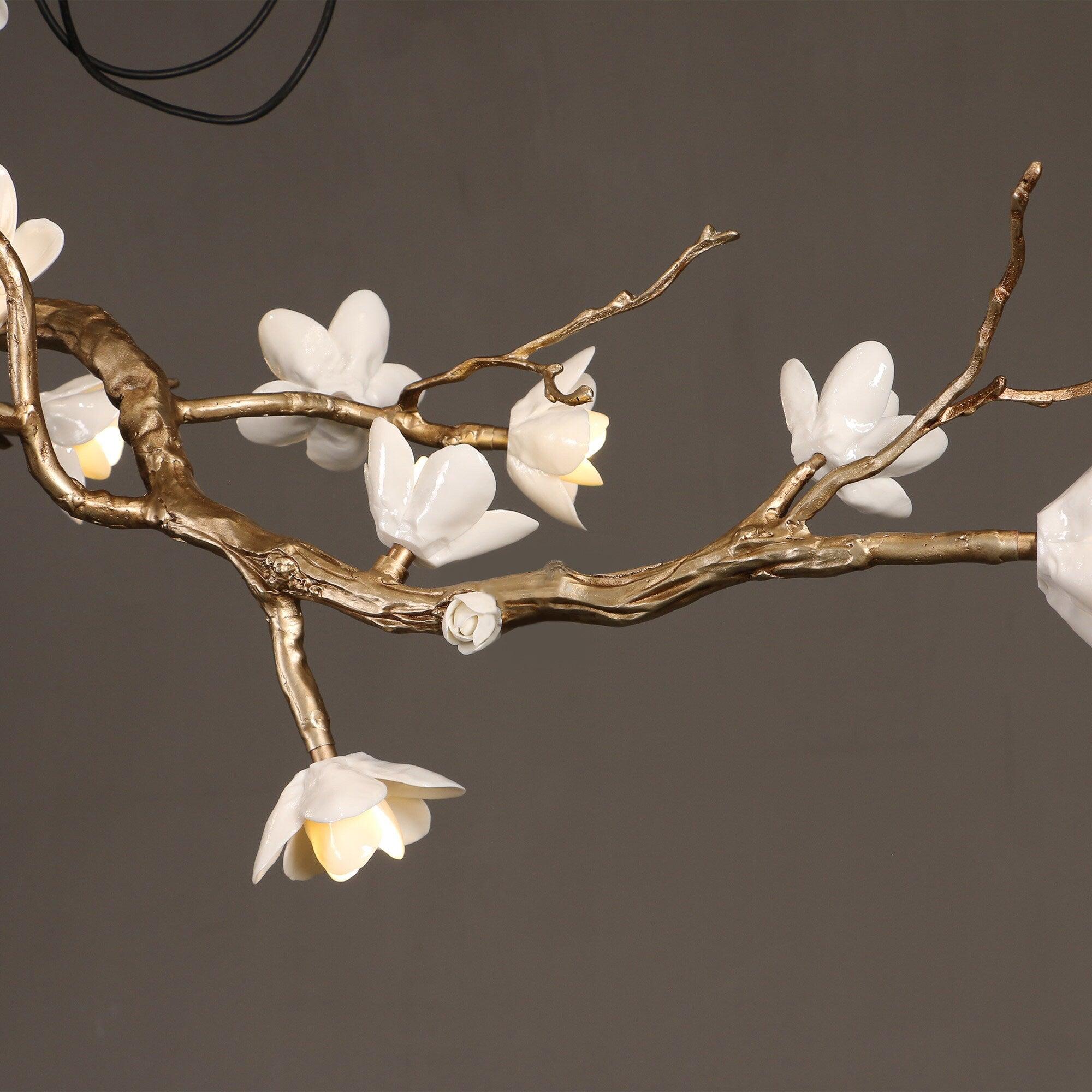 Lustra Chandelier Brass Flower Branch Natural - Letslighting