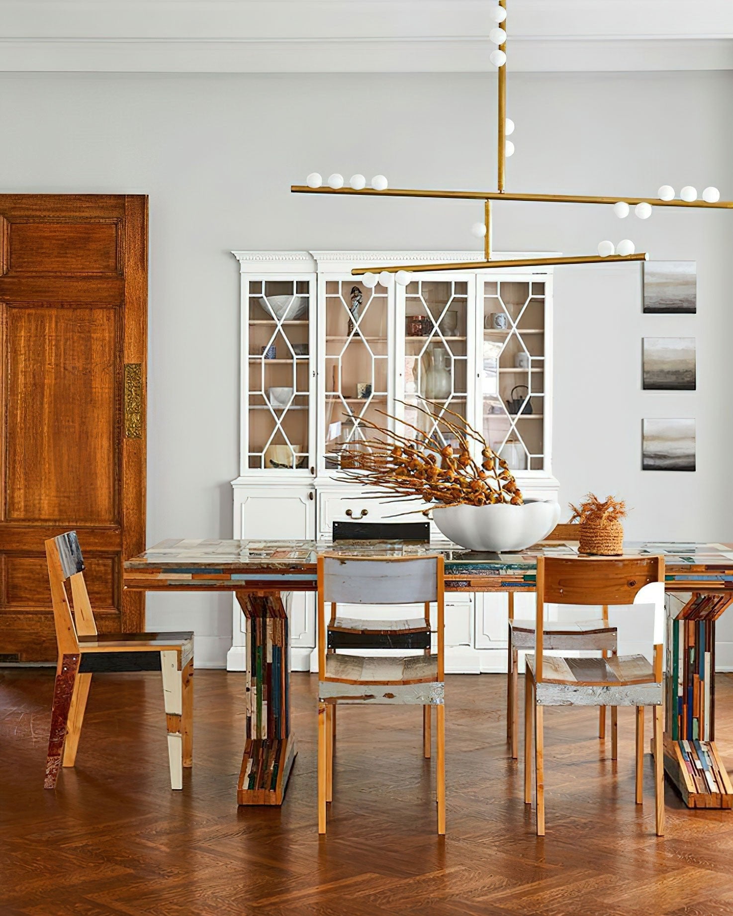 Eurzoris Geometric Brass Linear Pendant Light Chandelier - Letslighting
