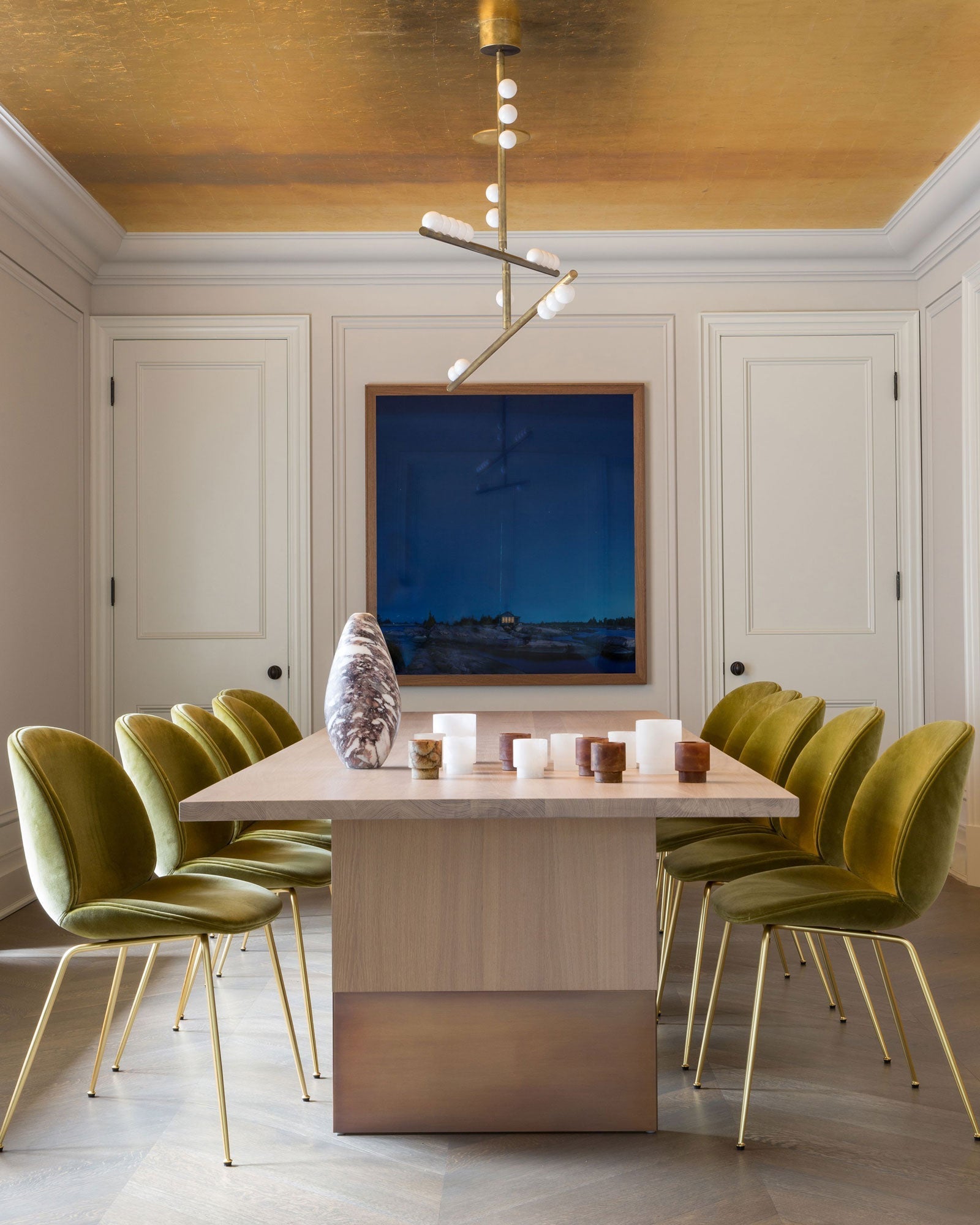 Eurzoris Geometric Brass Linear Pendant Light Chandelier - Letslighting