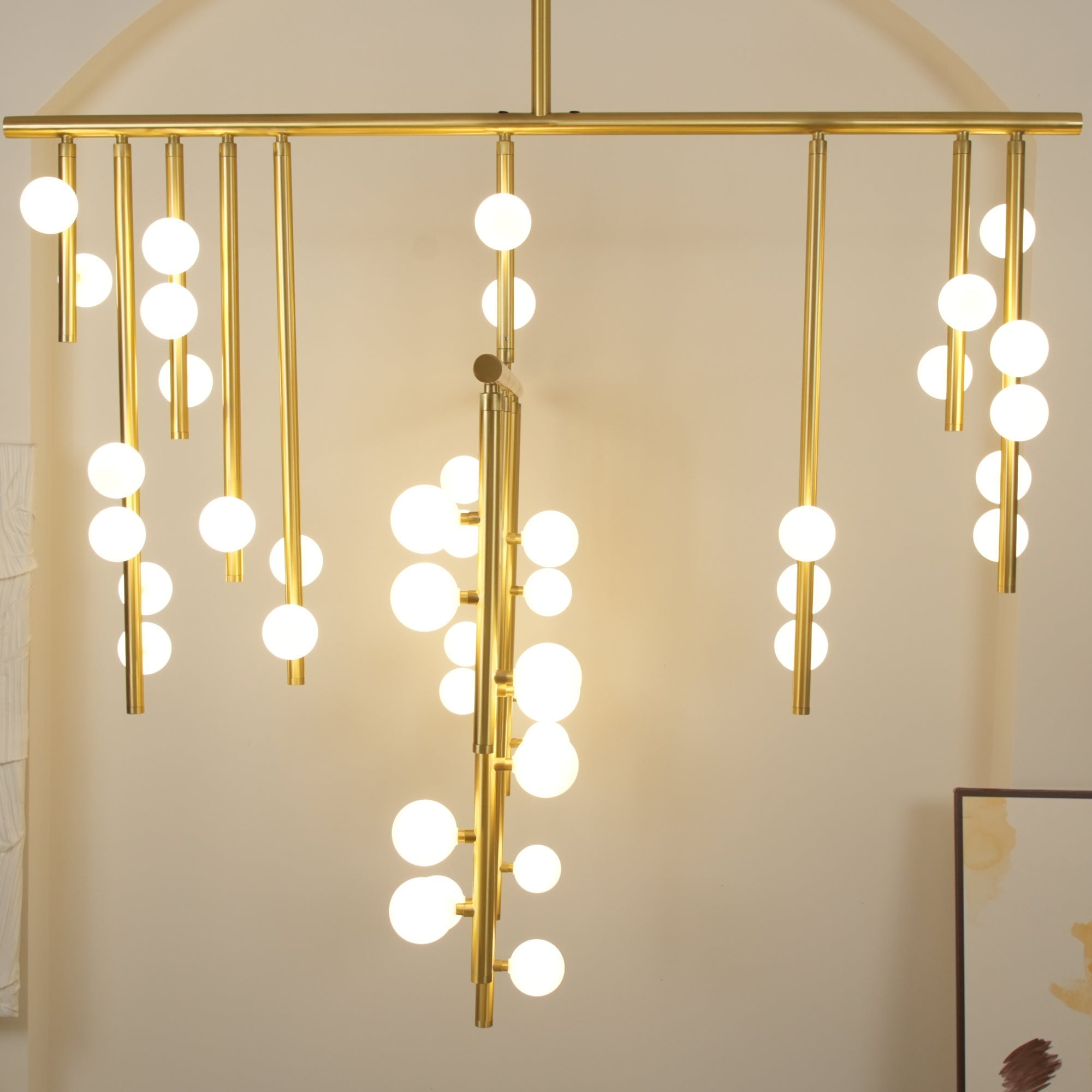 Eurzoris Geometric Brass Linear Pendant Light Chandelier - Letslighting
