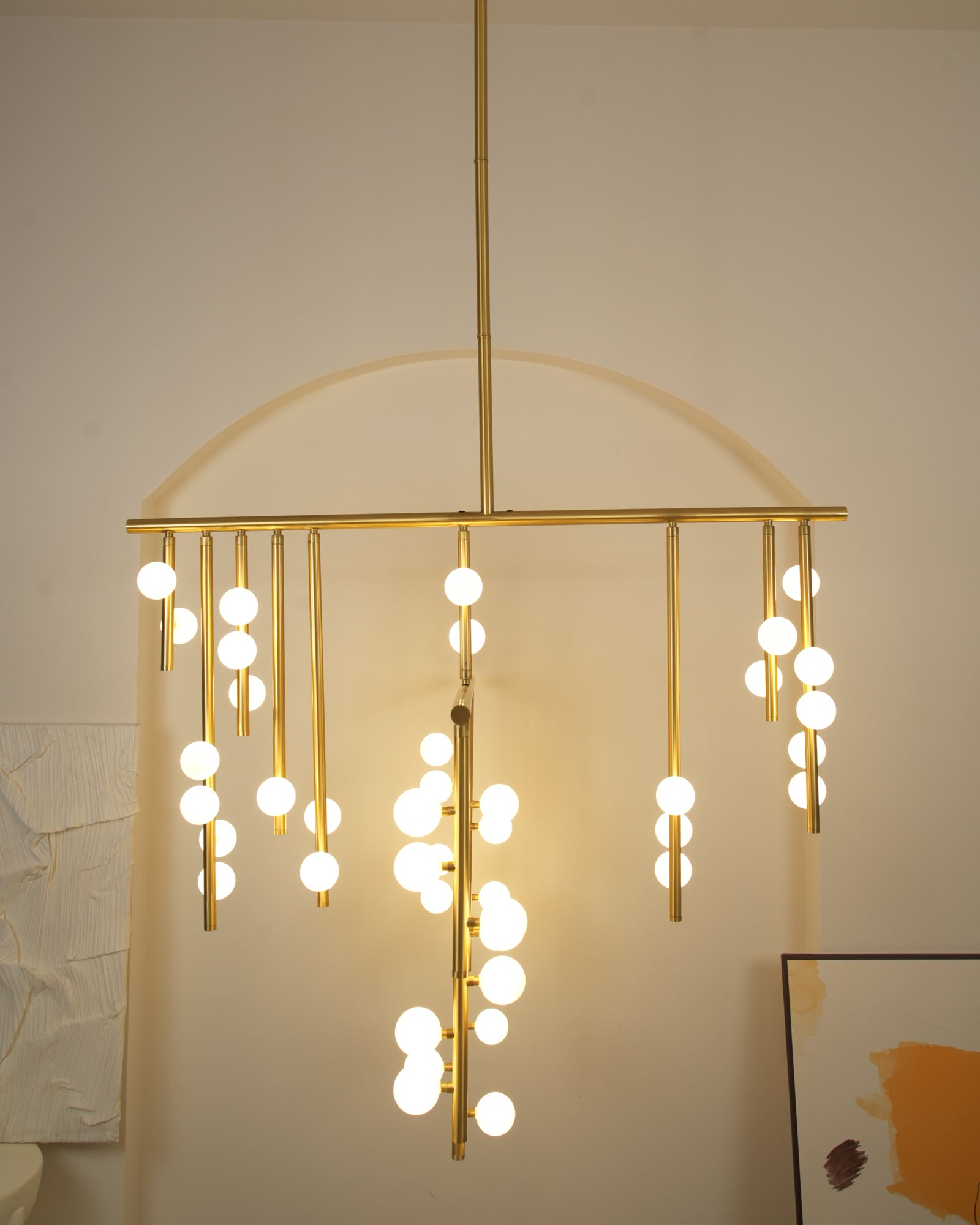 Eurzoris Geometric Brass Linear Pendant Light Chandelier - Letslighting