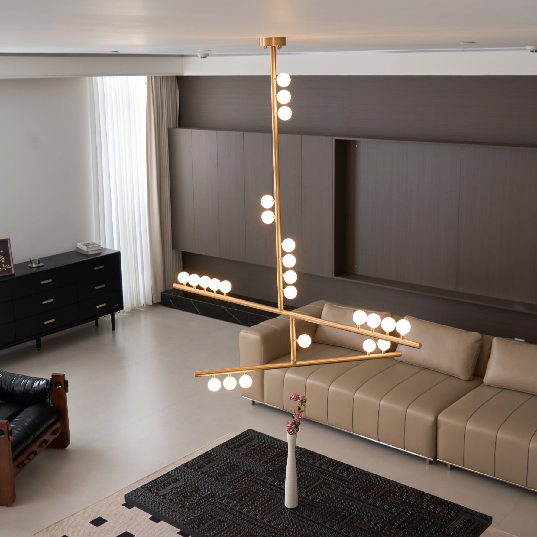 Eurzoris Geometric Brass Linear Pendant Light Chandelier - Letslighting