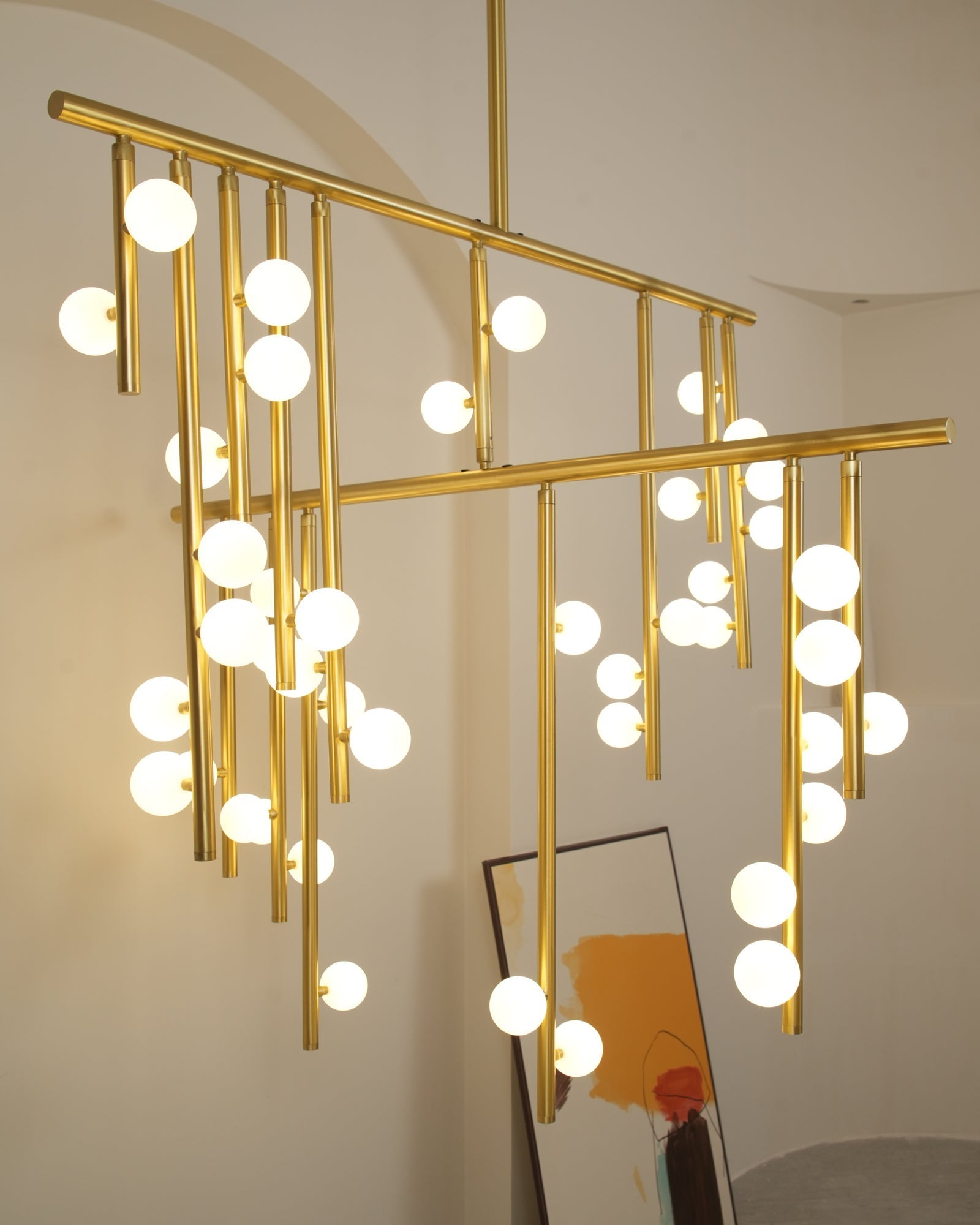 Eurzoris Geometric Brass Linear Pendant Light Chandelier - Letslighting