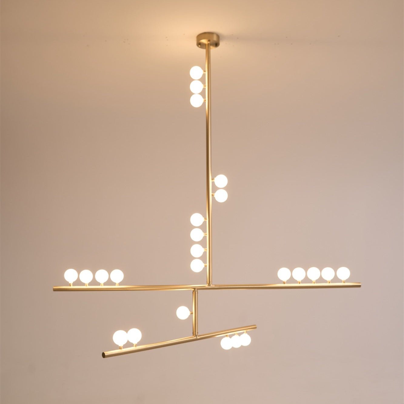 Eurzoris Geometric Brass Linear Pendant Light Chandelier - Letslighting