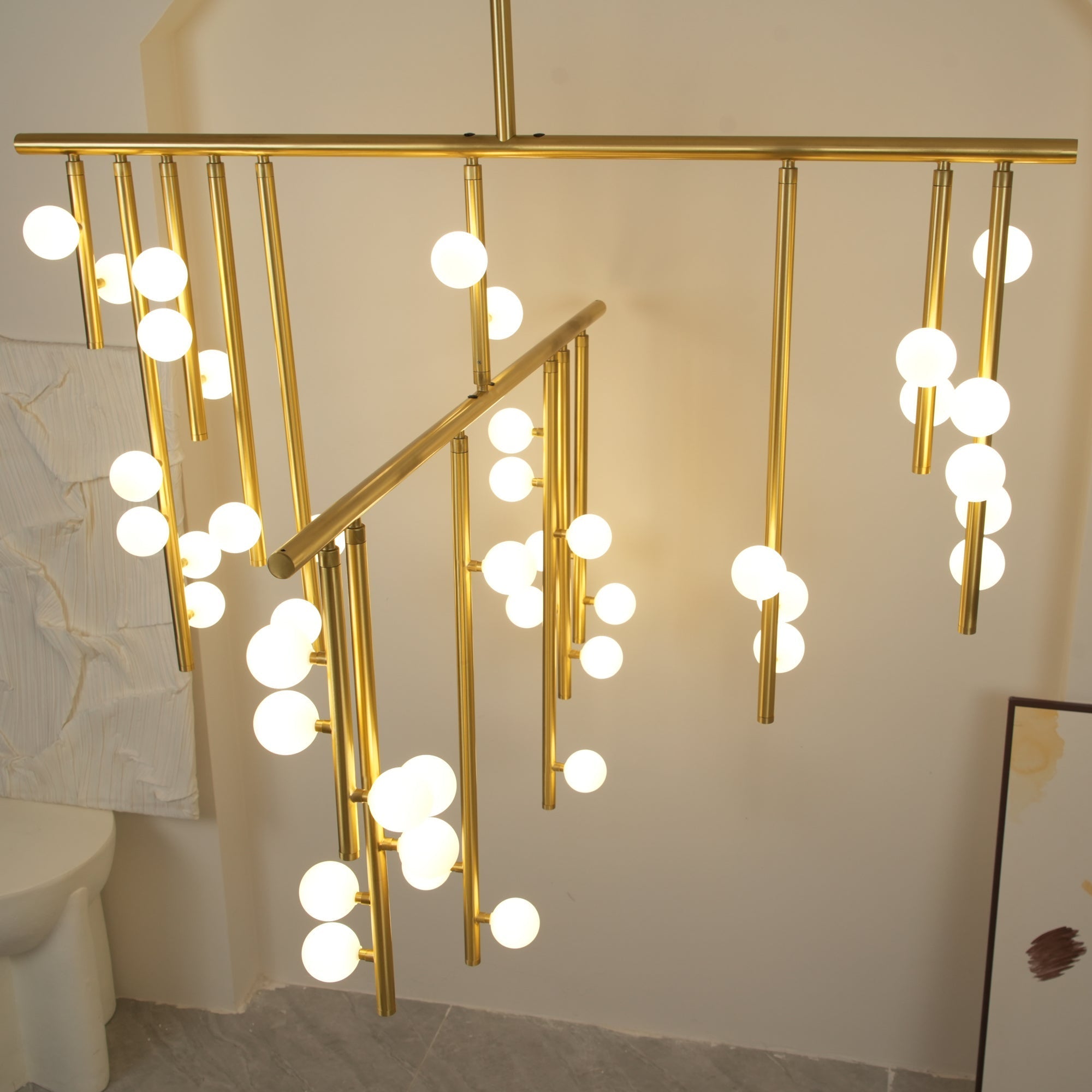 Eurzoris Geometric Brass Linear Pendant Light Chandelier - Letslighting