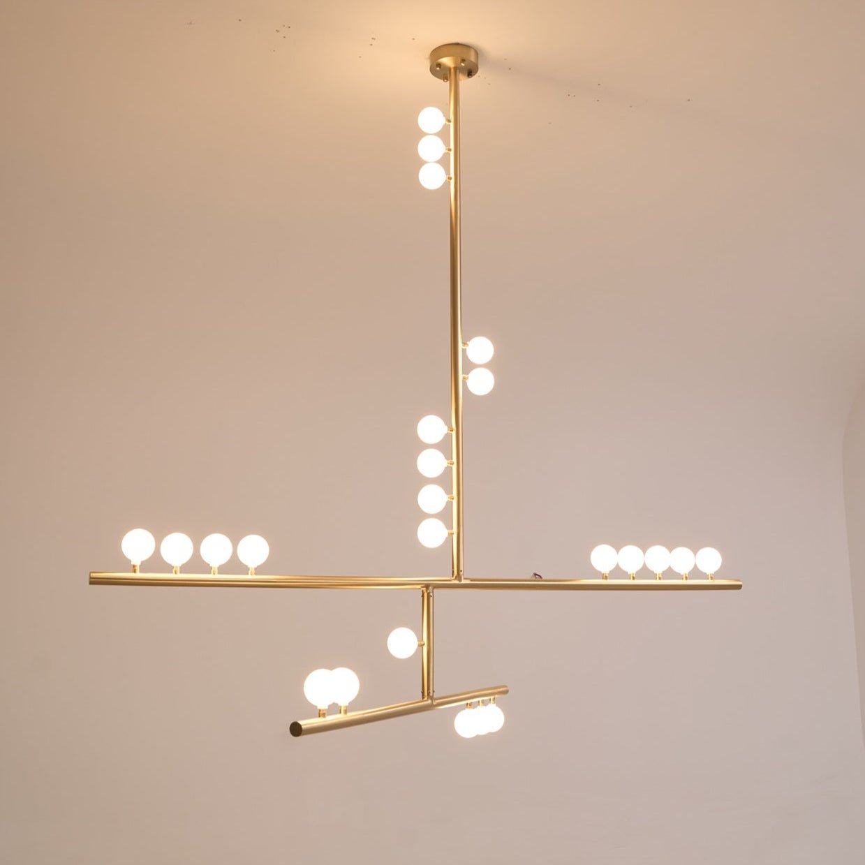 Eurzoris Geometric Brass Linear Pendant Light Chandelier - Letslighting