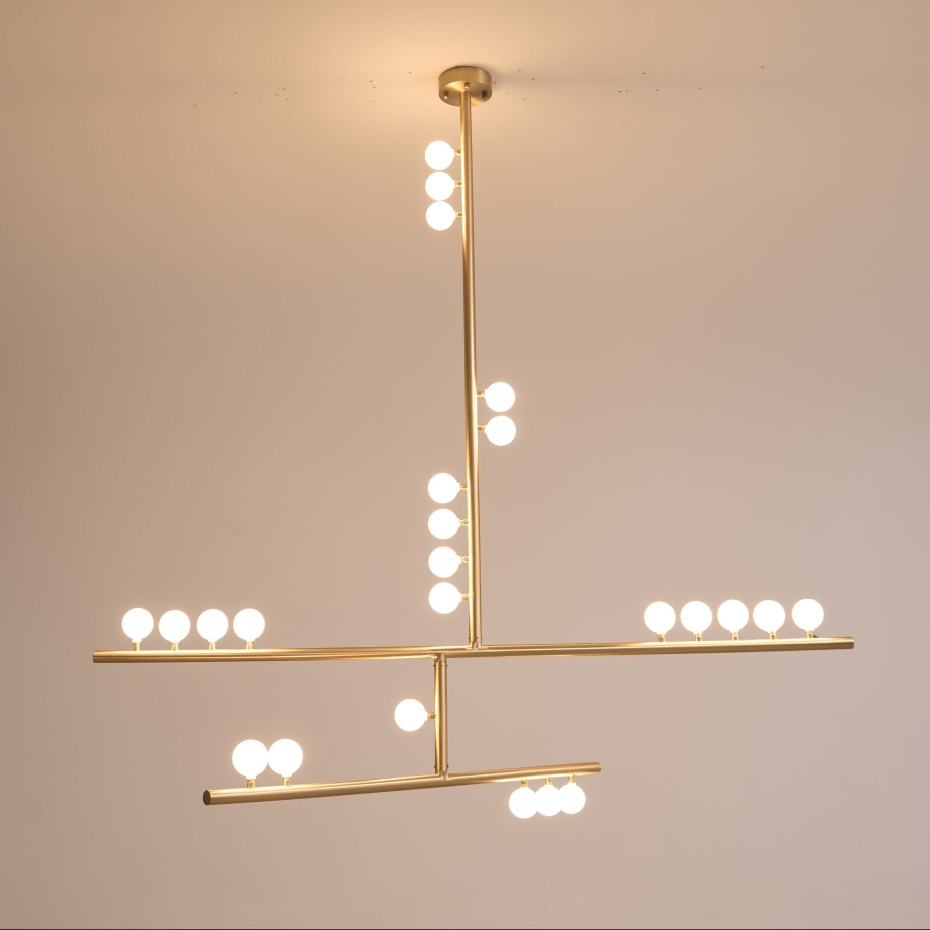 Eurzoris Geometric Brass Linear Pendant Light Chandelier - Letslighting