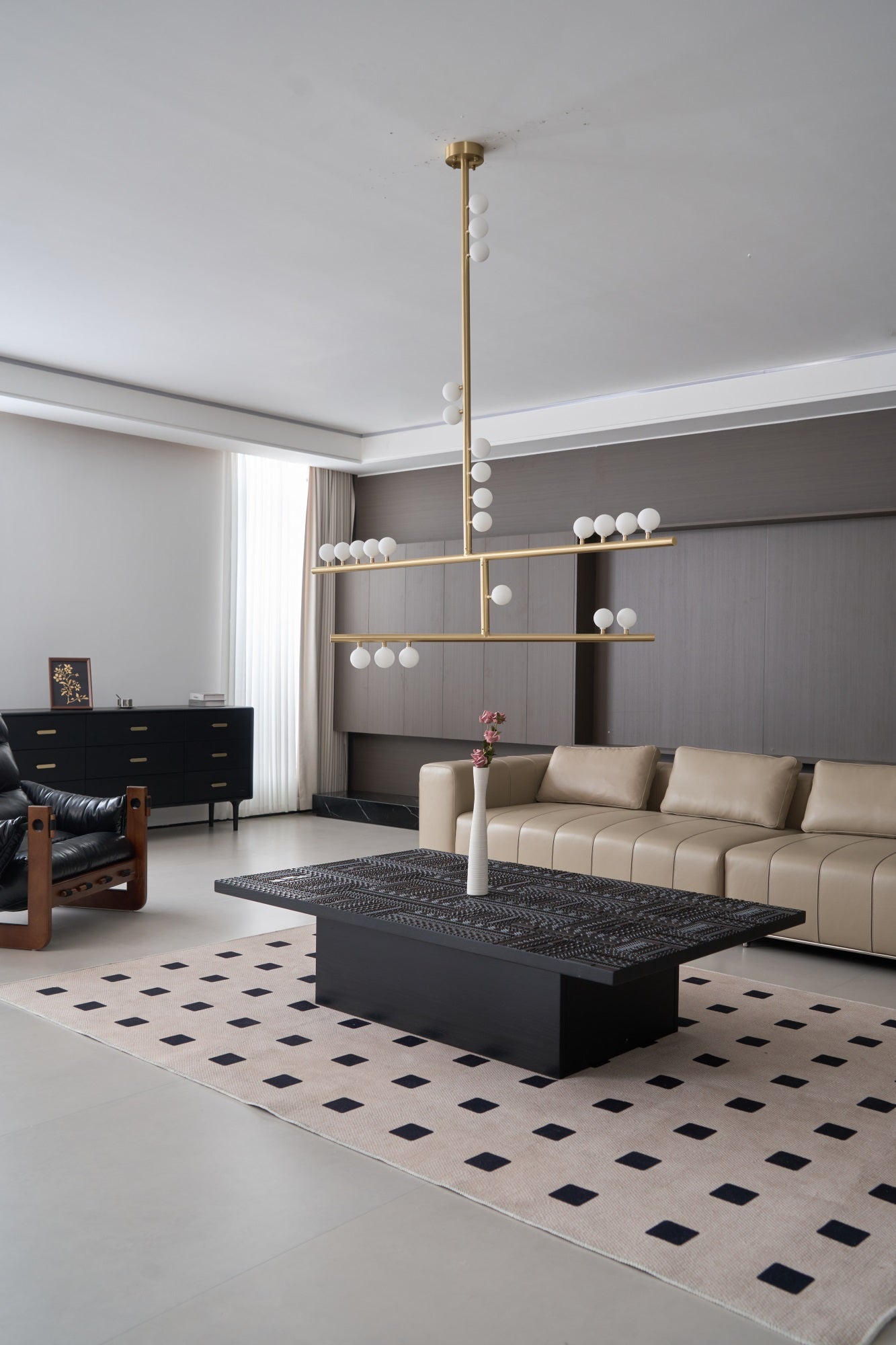 Eurzoris Geometric Brass Linear Pendant Light Chandelier - Letslighting