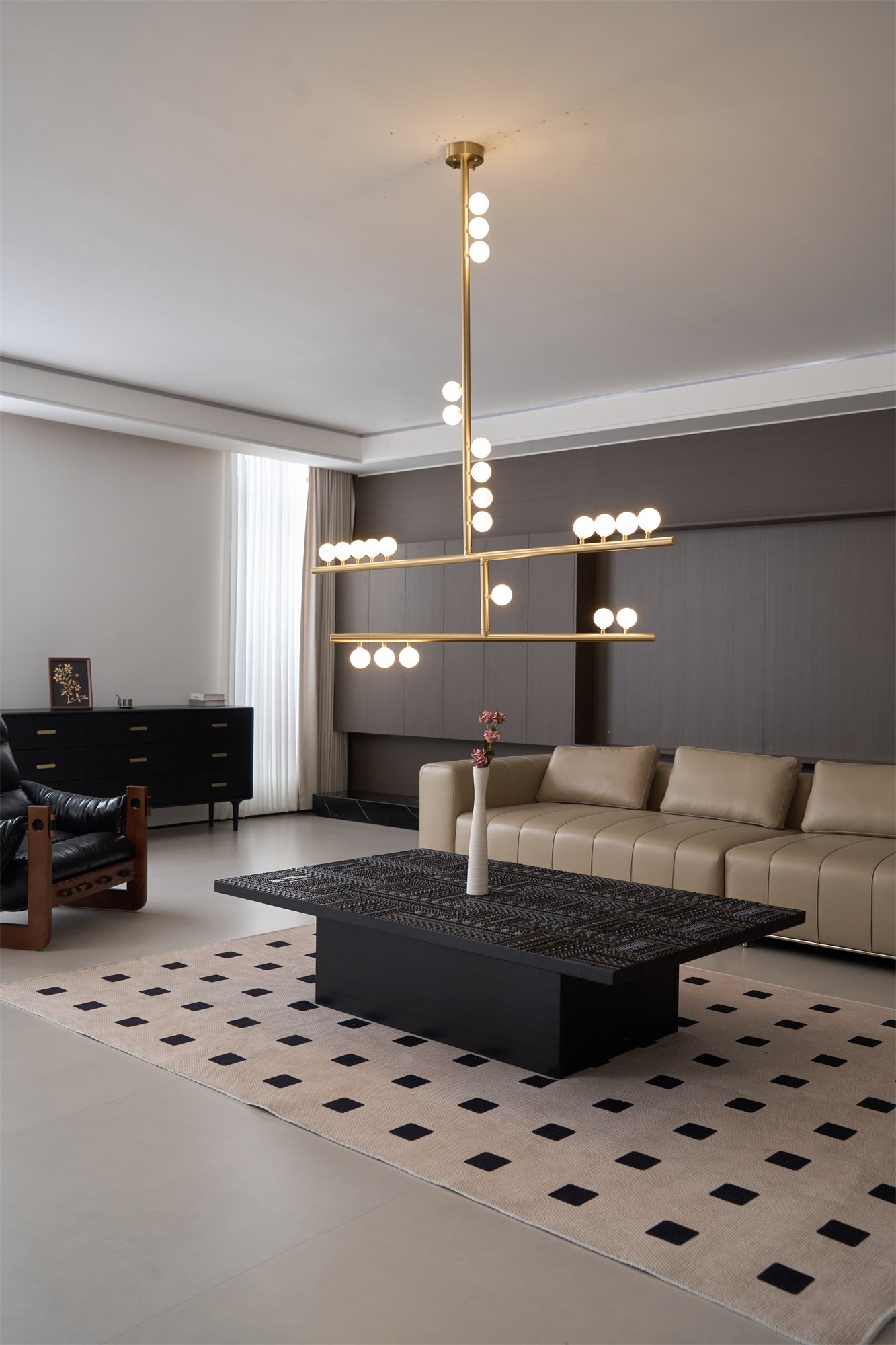 Eurzoris Geometric Brass Linear Pendant Light Chandelier - Letslighting