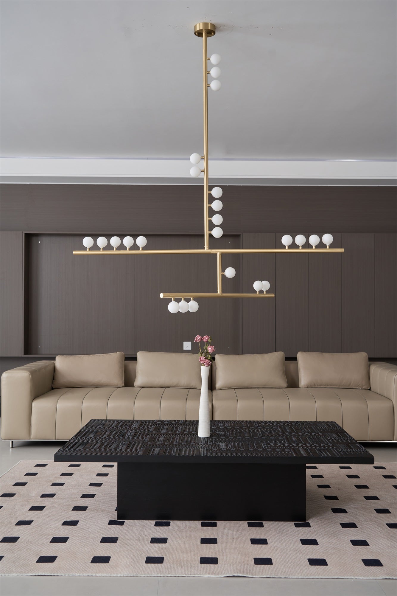 Eurzoris Geometric Brass Linear Pendant Light Chandelier - Letslighting