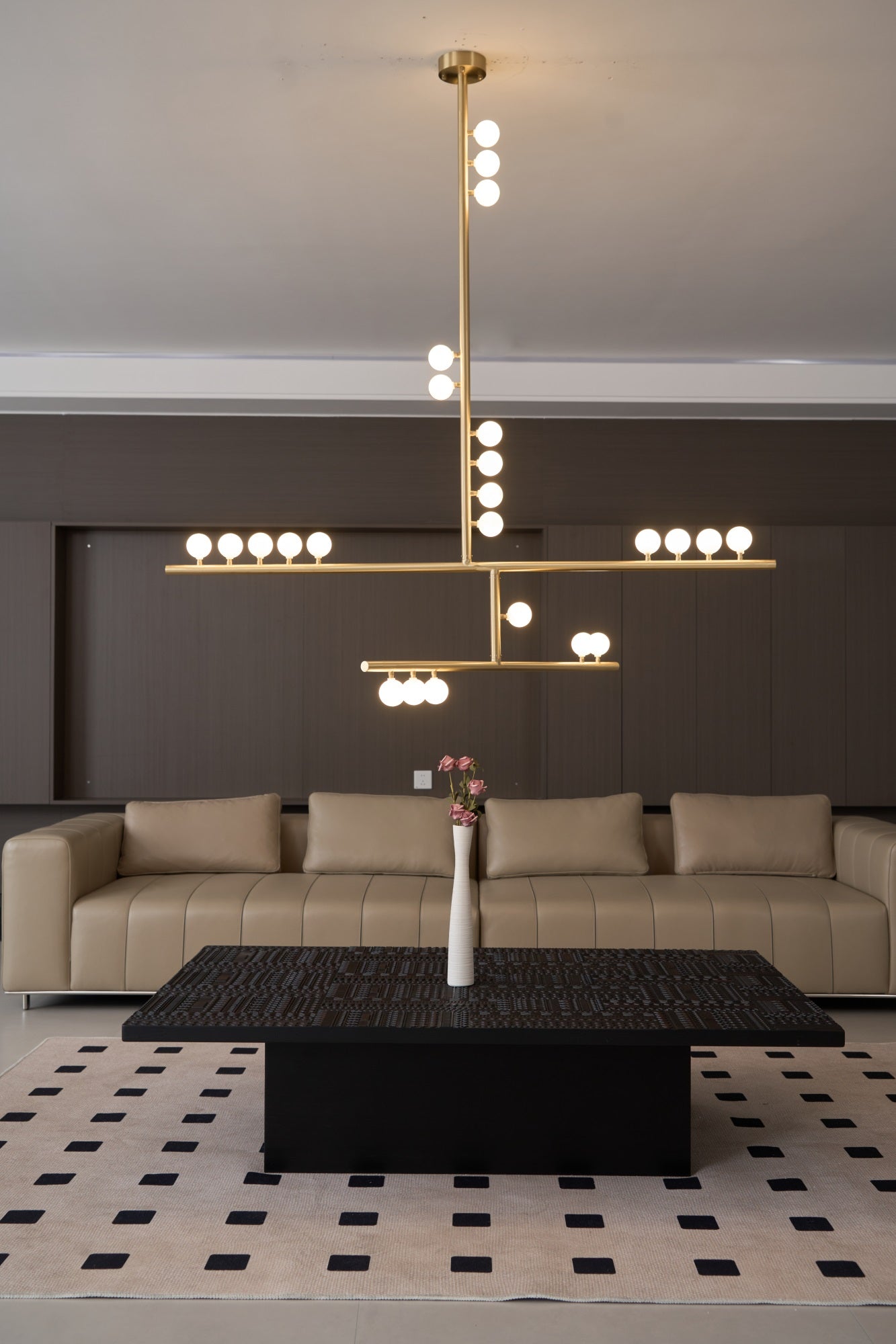 Eurzoris Geometric Brass Linear Pendant Light Chandelier - Letslighting