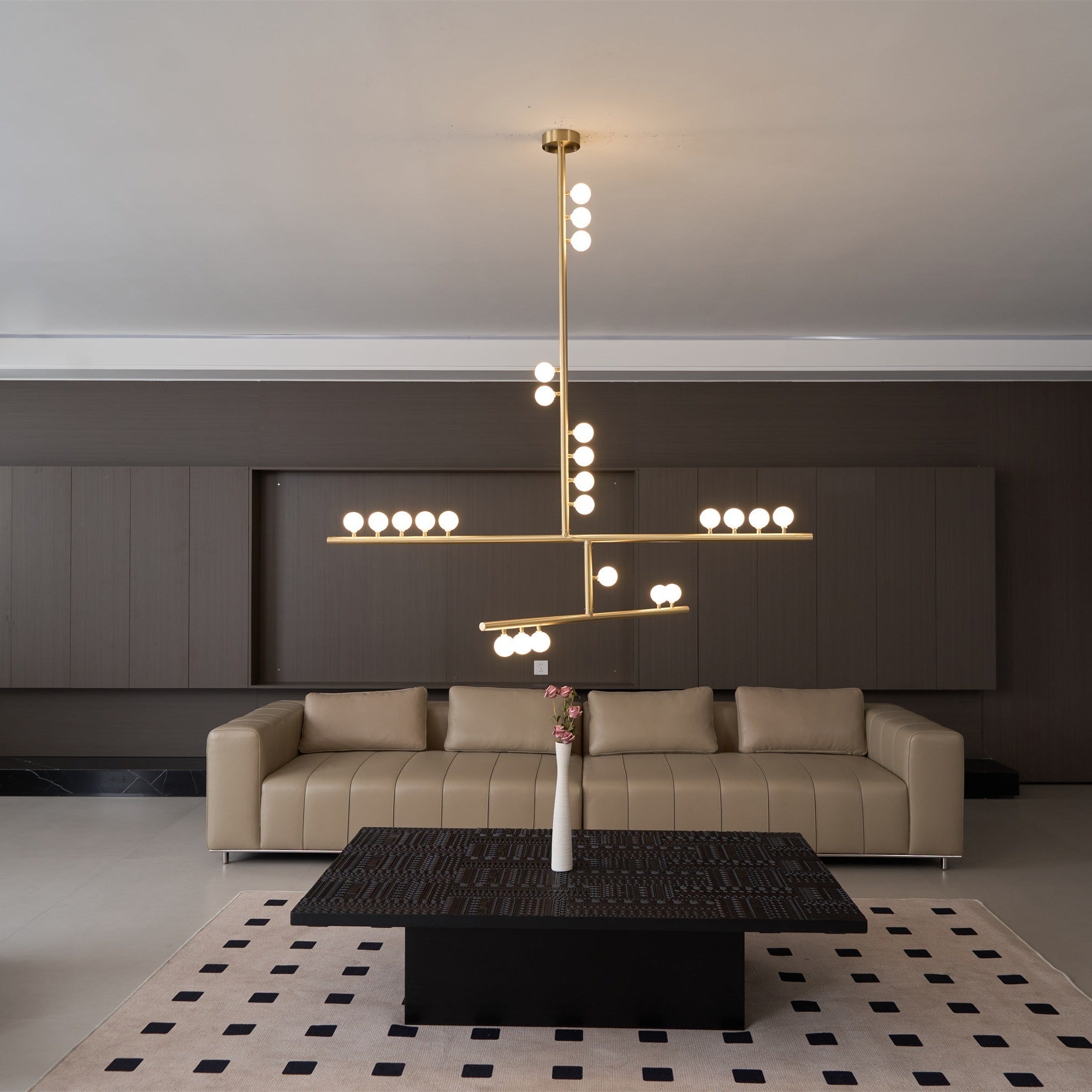 Eurzoris Geometric Brass Linear Pendant Light Chandelier - Letslighting