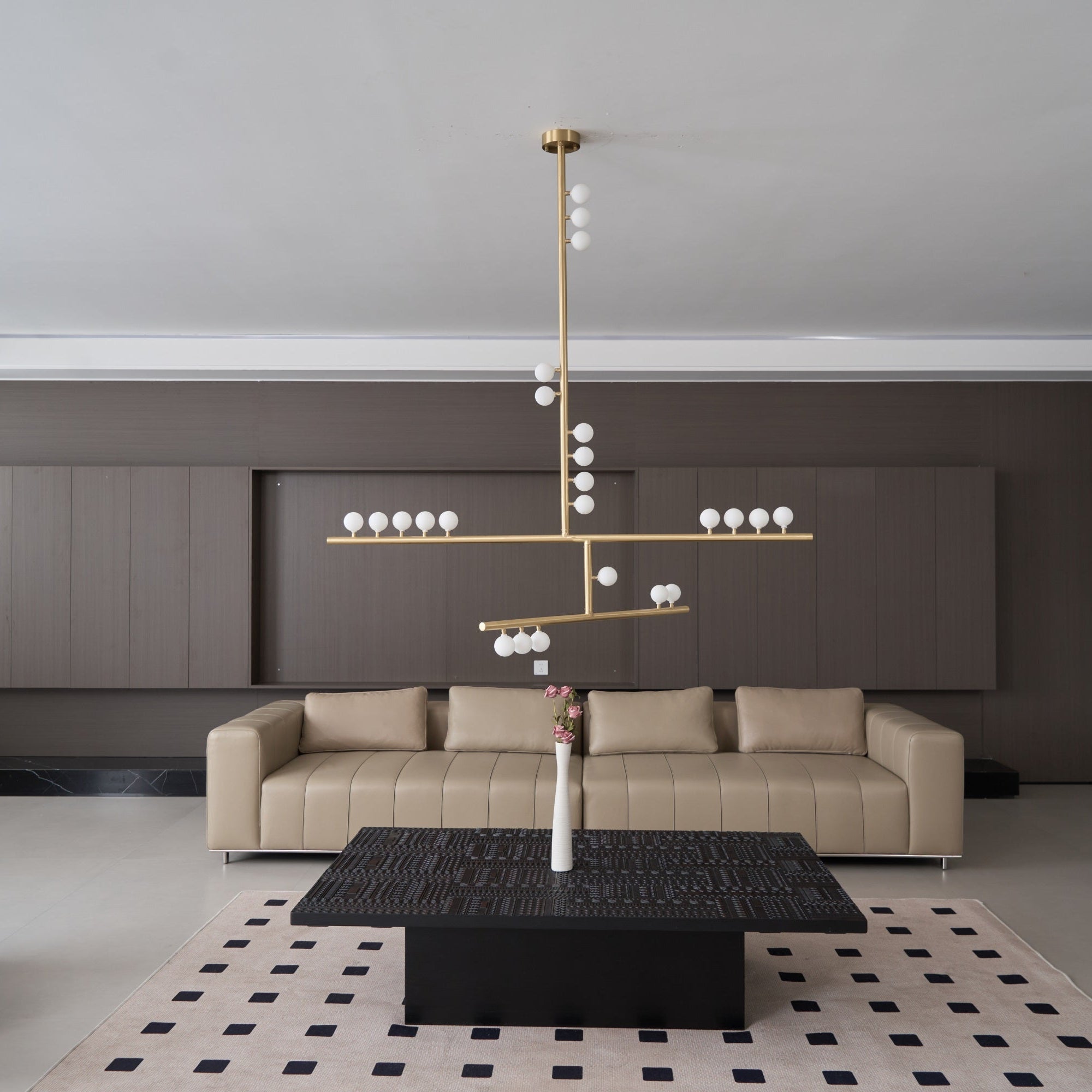 Eurzoris Geometric Brass Linear Pendant Light Chandelier - Letslighting