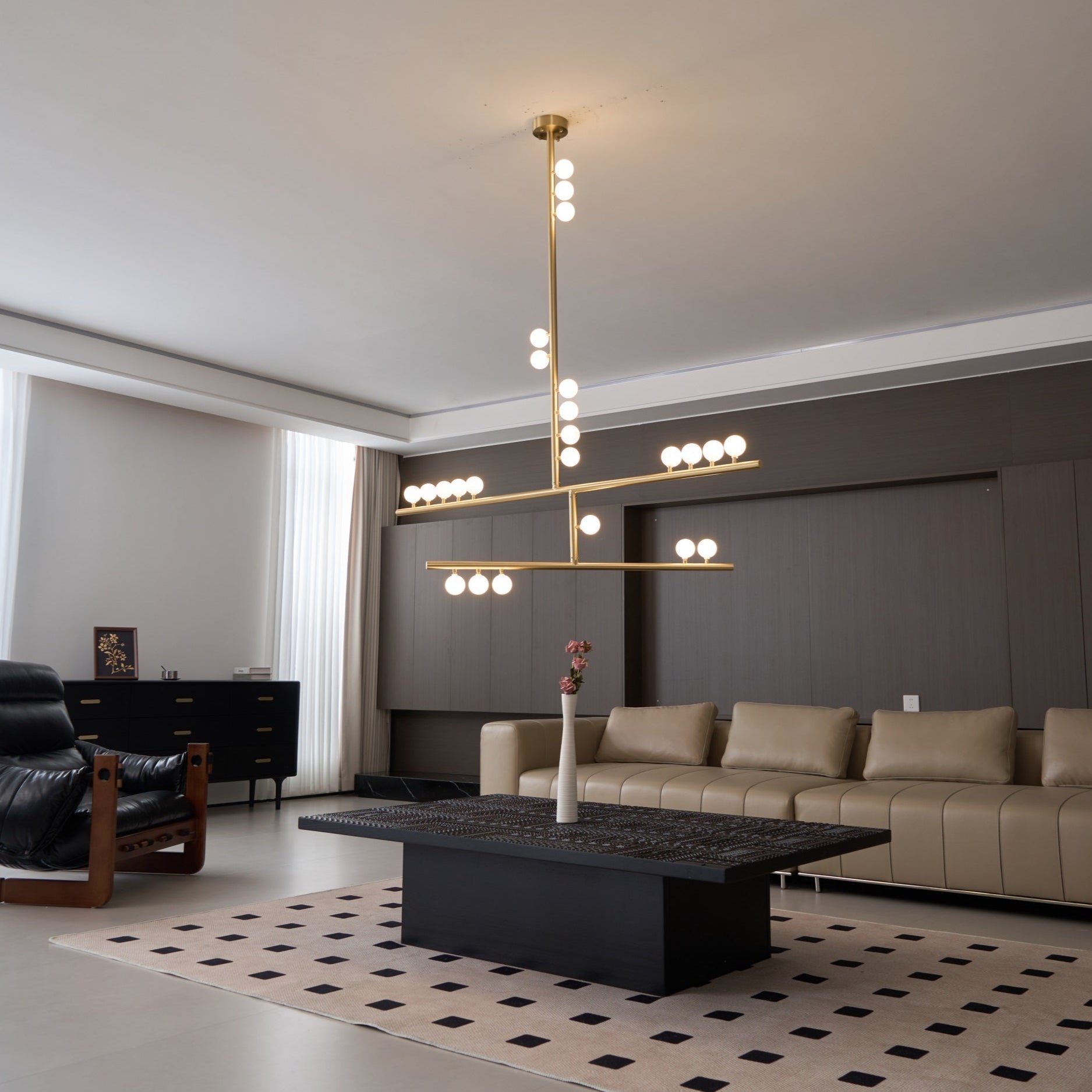 Eurzoris Geometric Brass Linear Pendant Light Chandelier - Letslighting