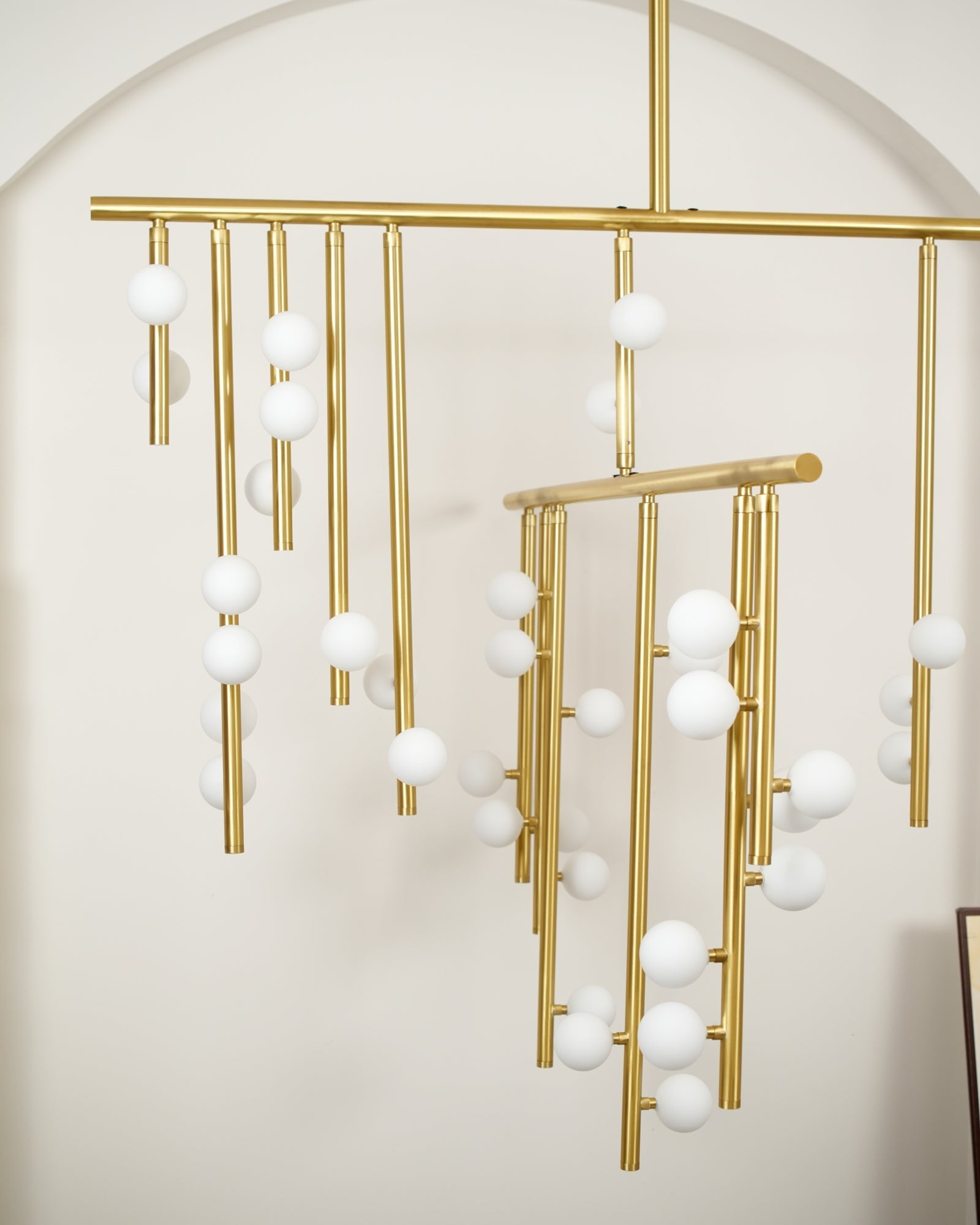 Eurzoris Geometric Brass Linear Pendant Light Chandelier - Letslighting