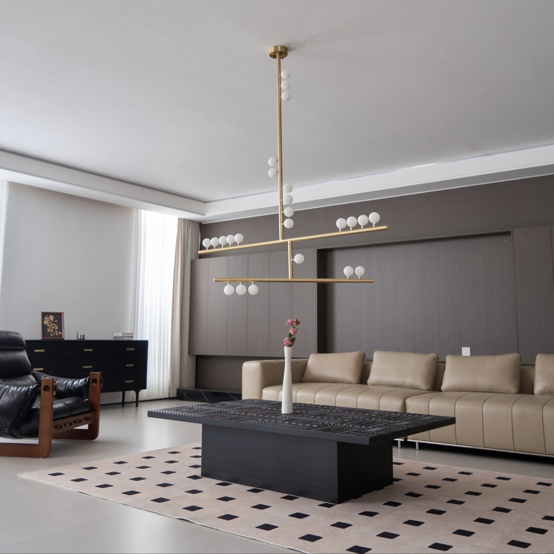 Eurzoris Geometric Brass Linear Pendant Light Chandelier - Letslighting