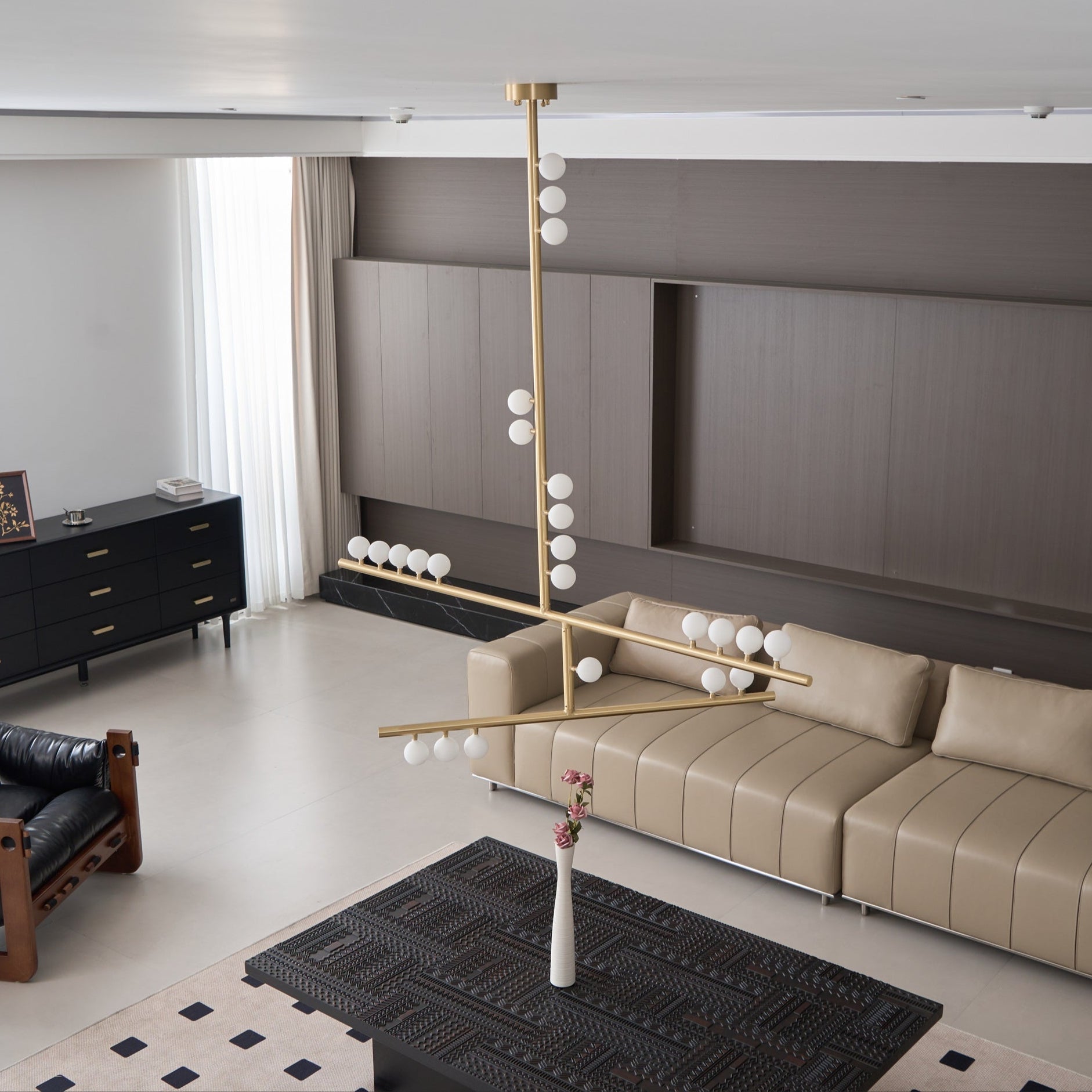 Eurzoris Geometric Brass Linear Pendant Light Chandelier - Letslighting