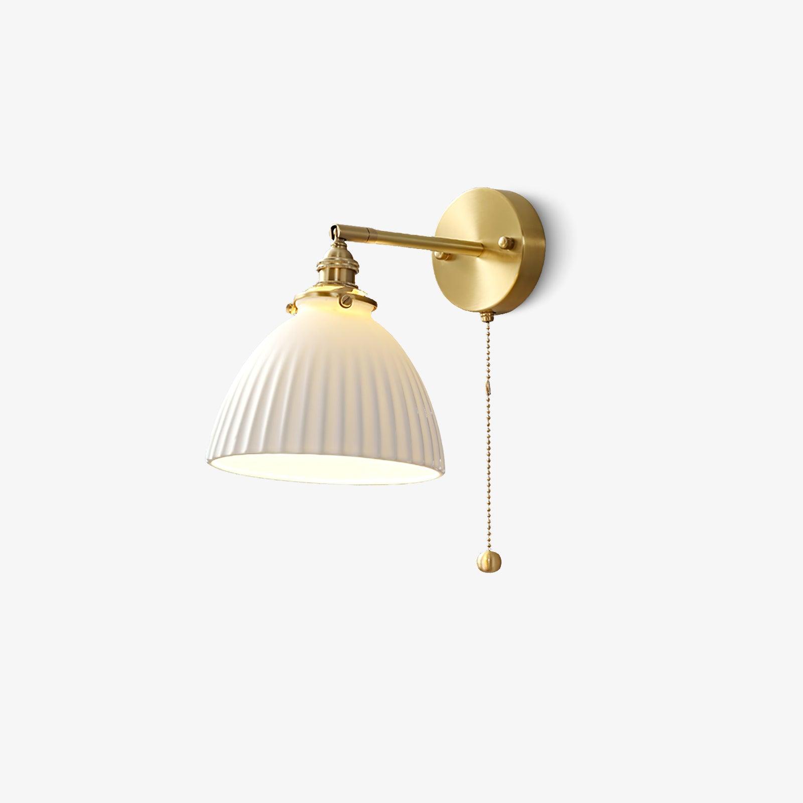 Lustra Wall Lamp Pleated Ceramic Brass - Letslighting