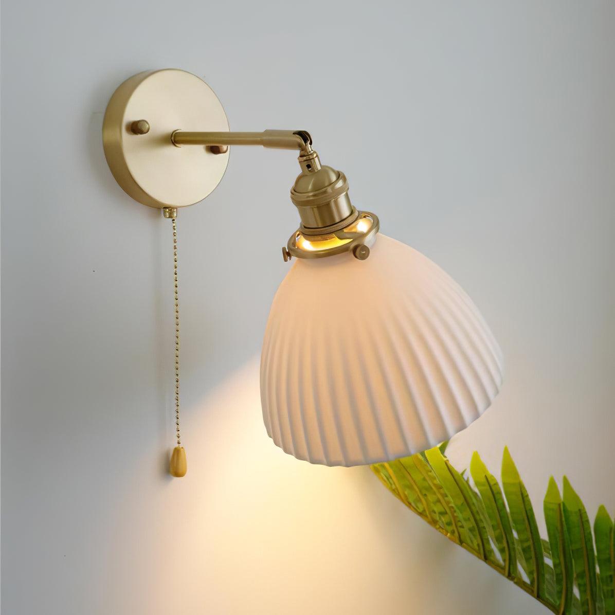 Lustra Wall Lamp Pleated Ceramic Brass - Letslighting