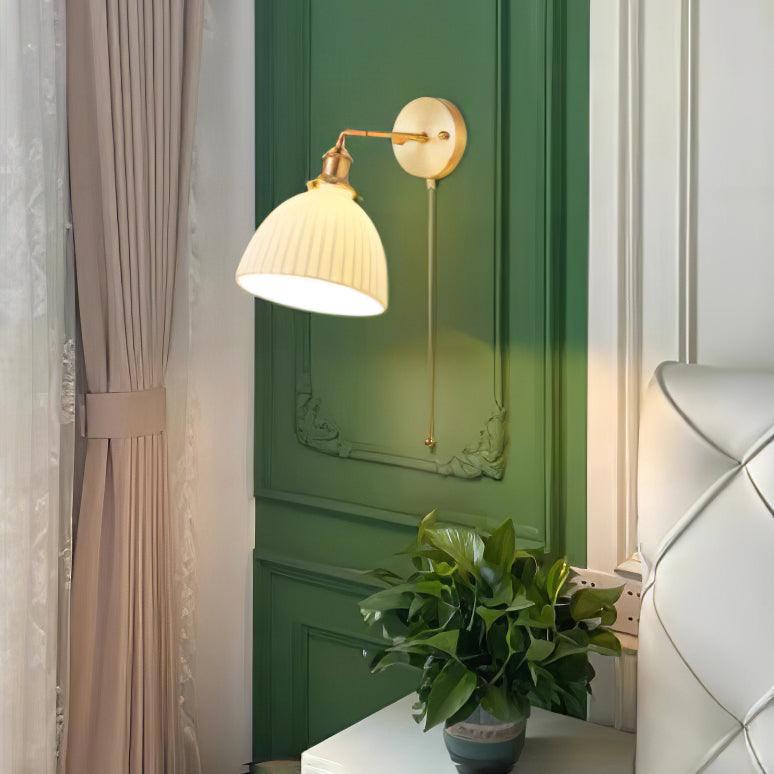 Lustra Wall Lamp Pleated Ceramic Brass - Letslighting