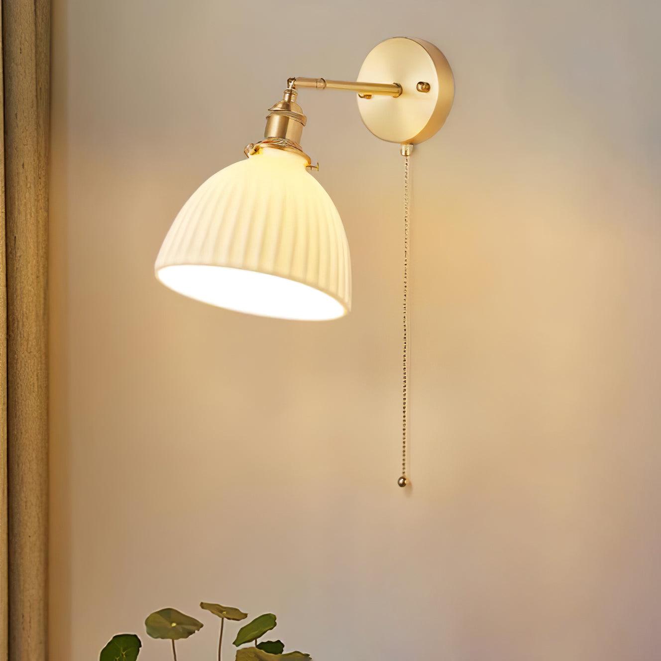 Lustra Wall Lamp Pleated Ceramic Brass - Letslighting