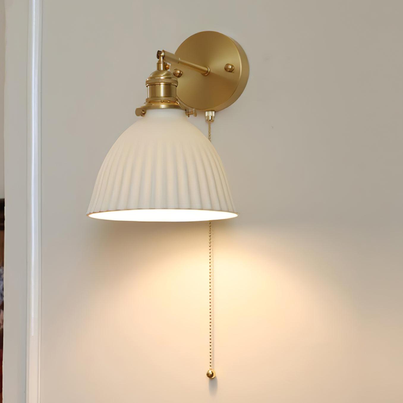 Lustra Wall Lamp Pleated Ceramic Brass - Letslighting