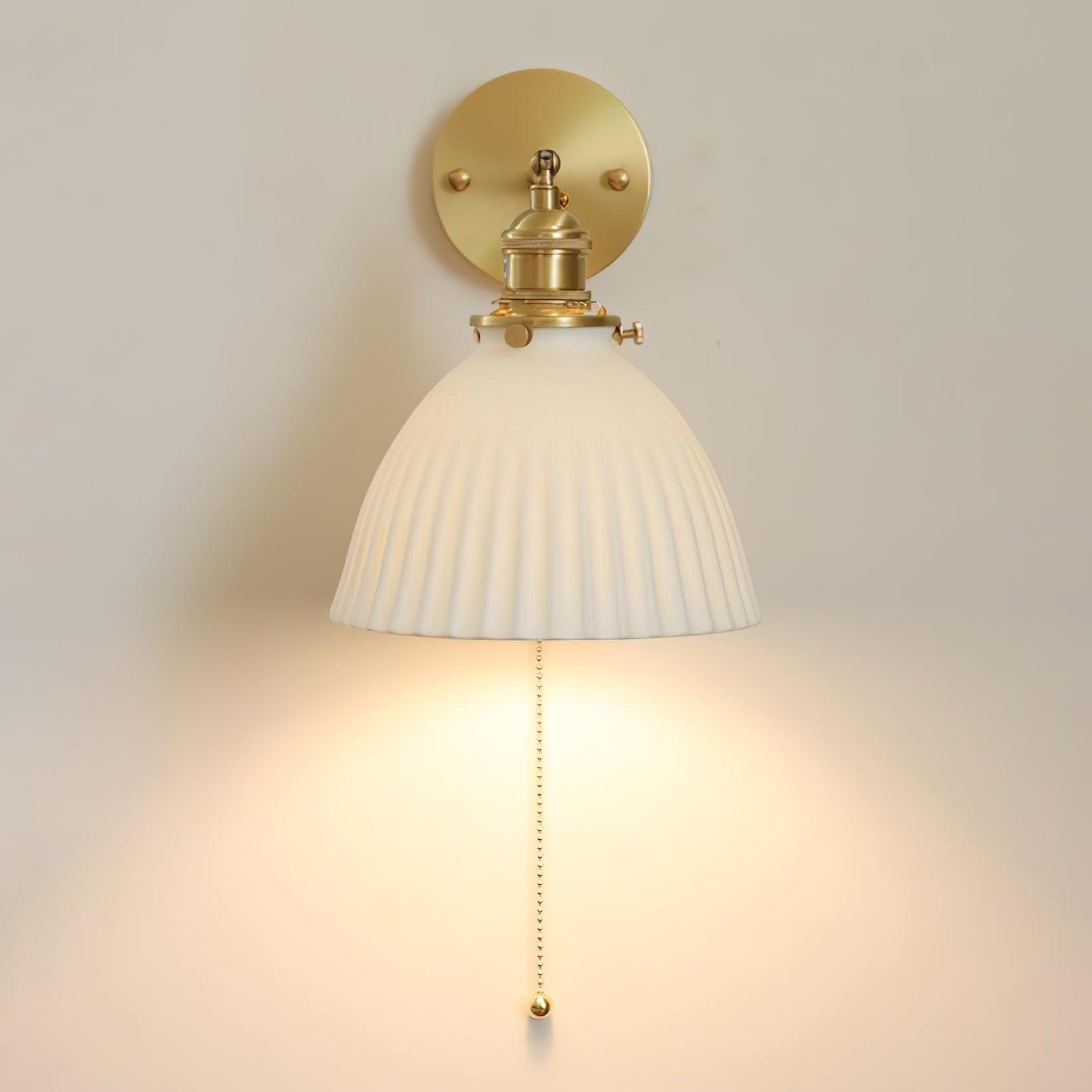 Lustra Wall Lamp Pleated Ceramic Brass - Letslighting