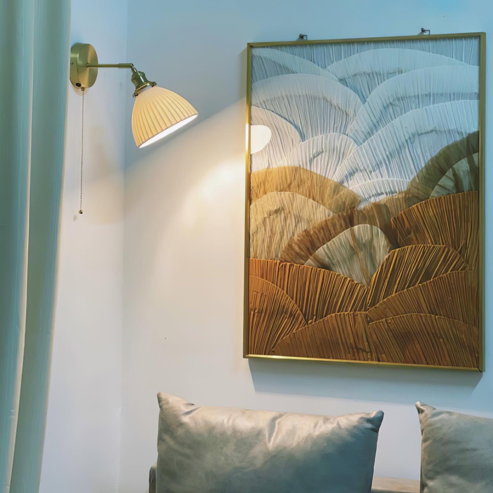Lustra Wall Lamp Pleated Ceramic Brass - Letslighting