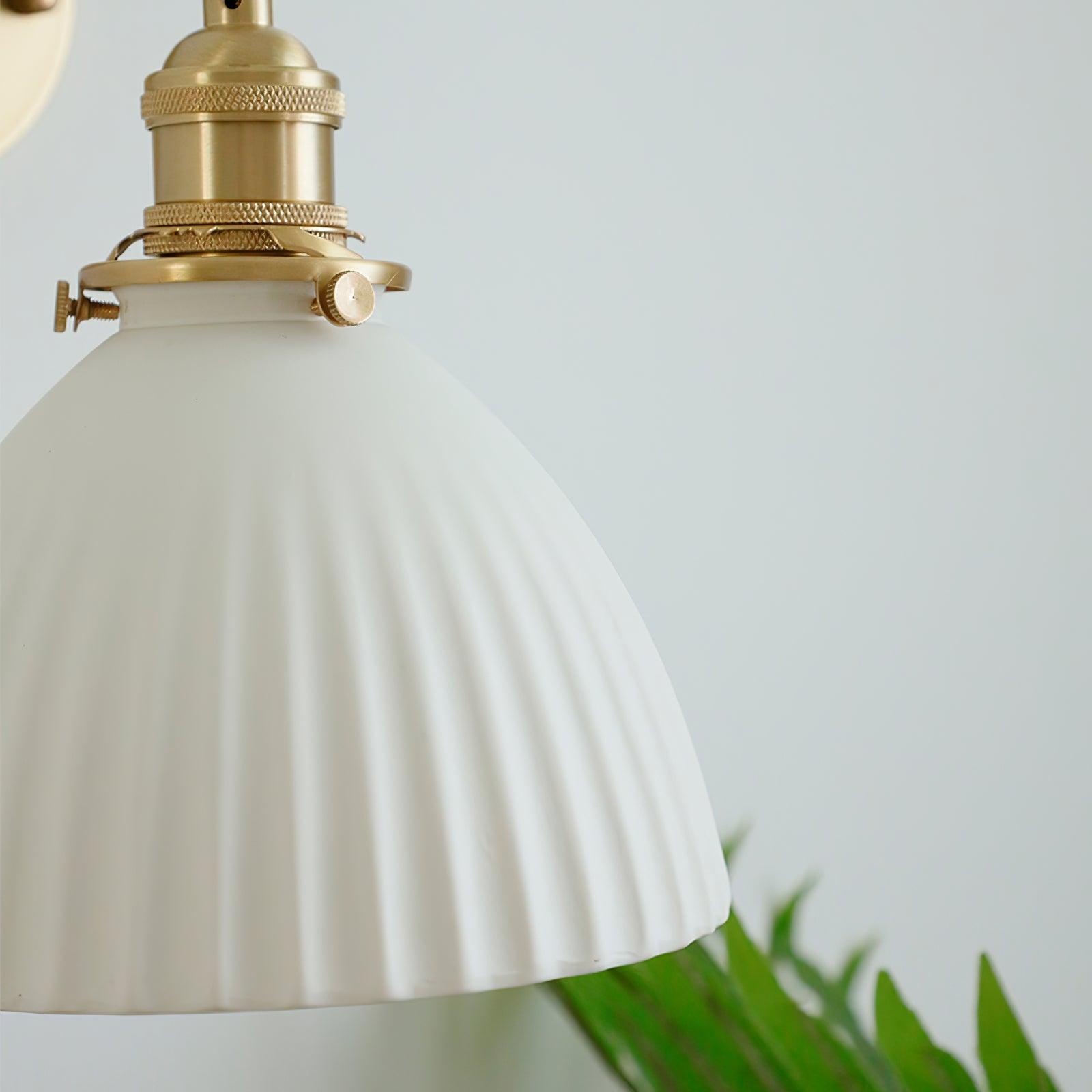 Lustra Wall Lamp Pleated Ceramic Brass - Letslighting