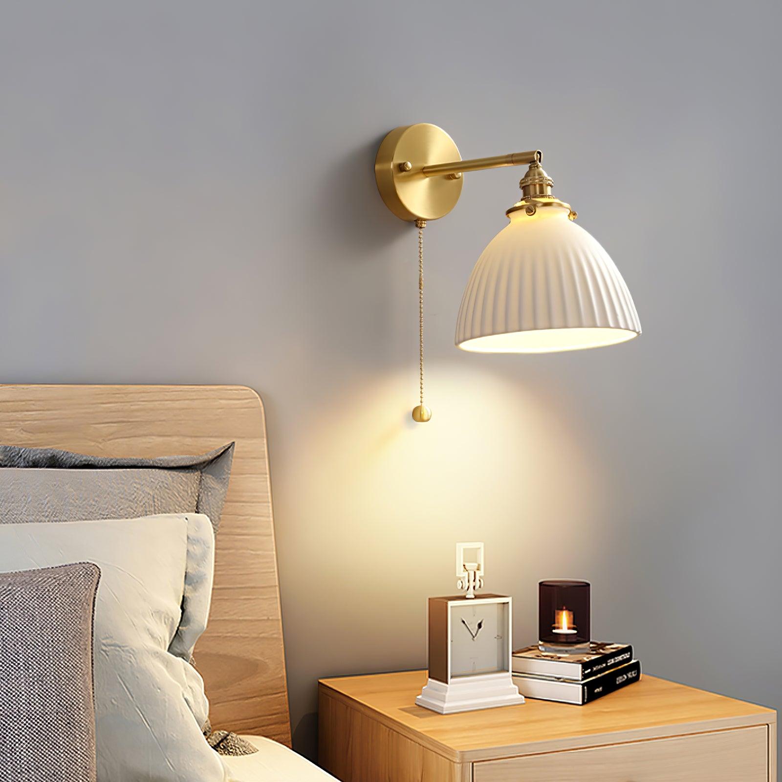 Lustra Wall Lamp Pleated Ceramic Brass - Letslighting