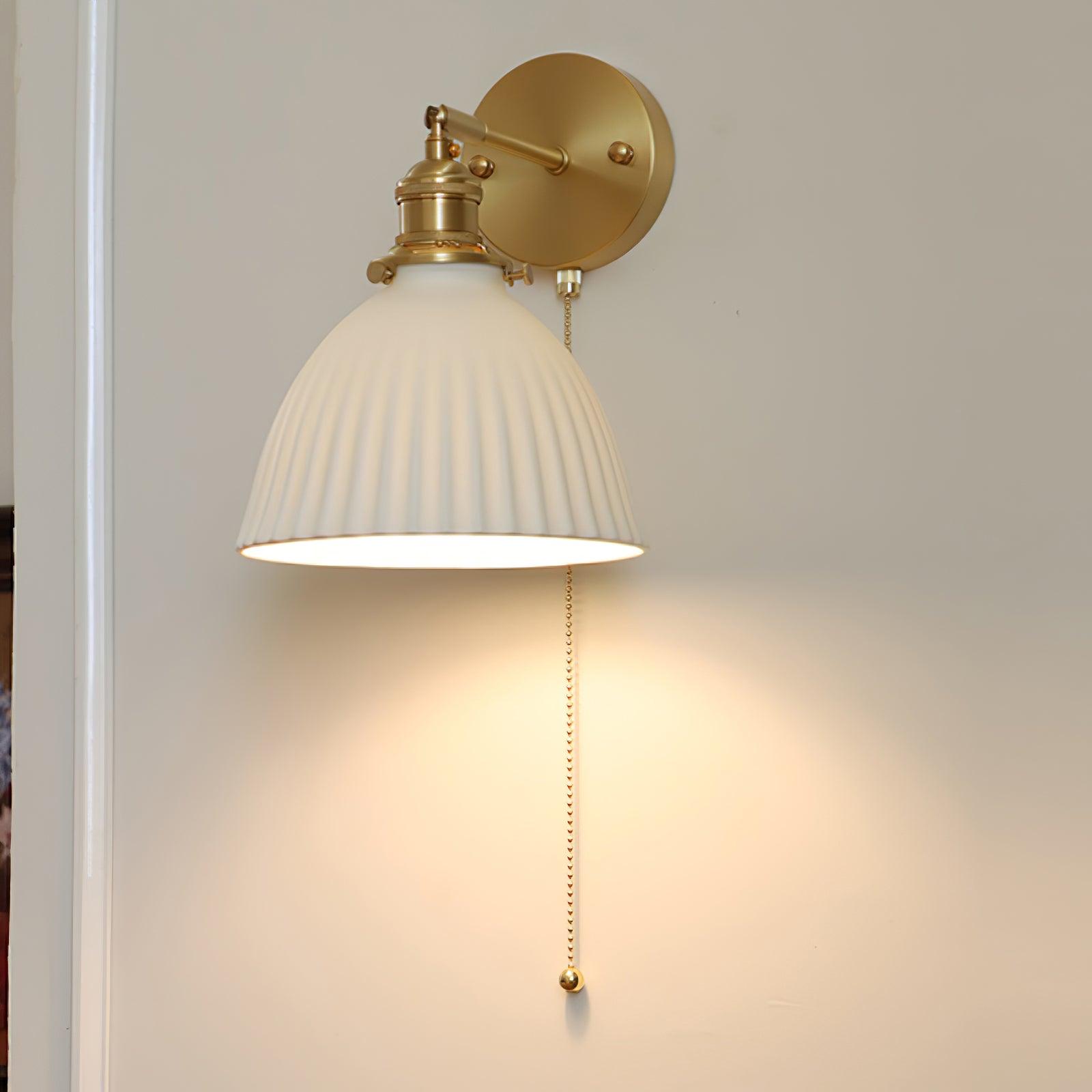 Lustra Wall Lamp Pleated Ceramic Brass - Letslighting