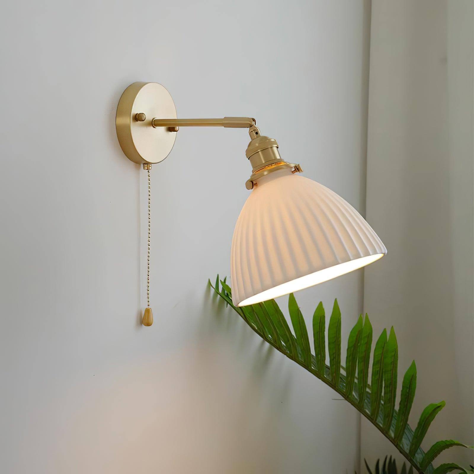 Lustra Wall Lamp Pleated Ceramic Brass - Letslighting
