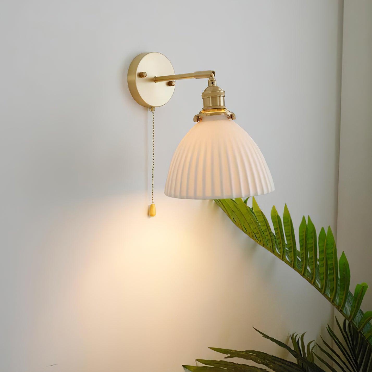 Lustra Wall Lamp Pleated Ceramic Brass - Letslighting