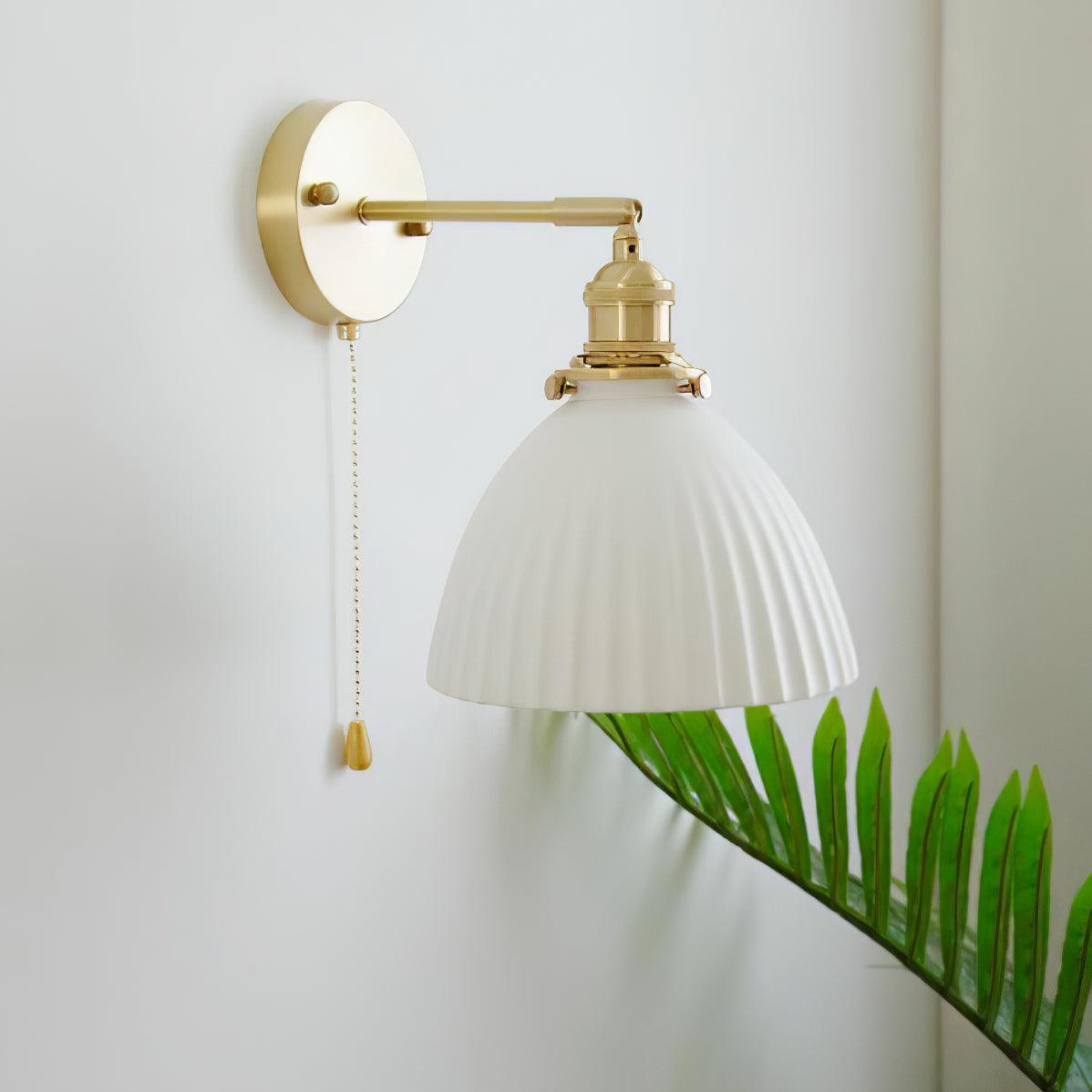 Lustra Wall Lamp Pleated Ceramic Brass - Letslighting