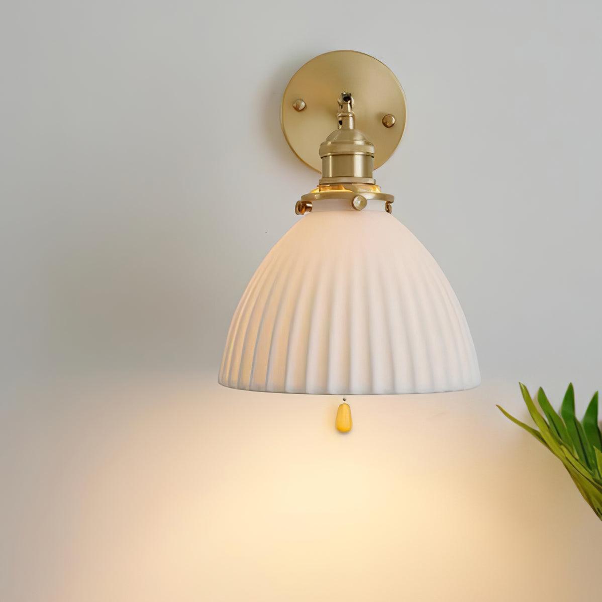 Lustra Wall Lamp Pleated Ceramic Brass - Letslighting
