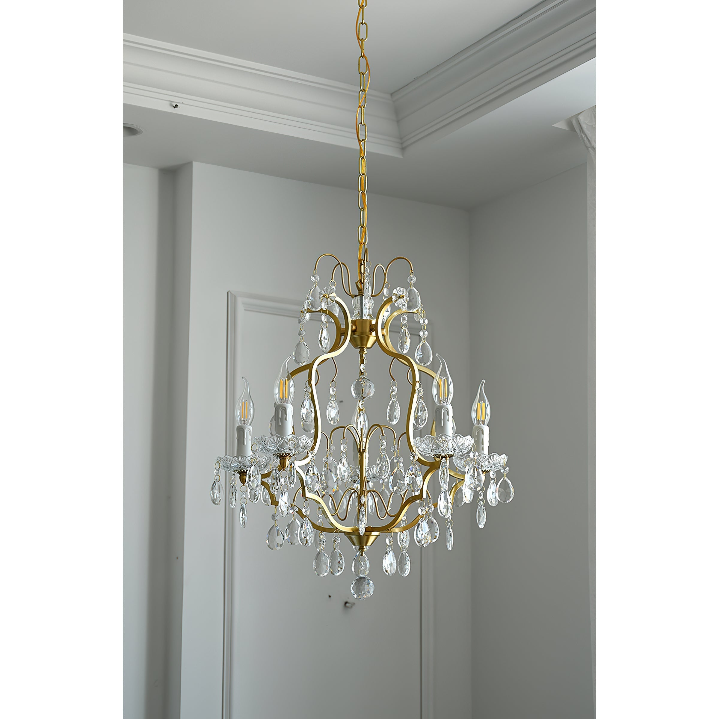 Cevinyra Postmodern Luxury Brass Crystal Scrolls Chandelier - Letslighting