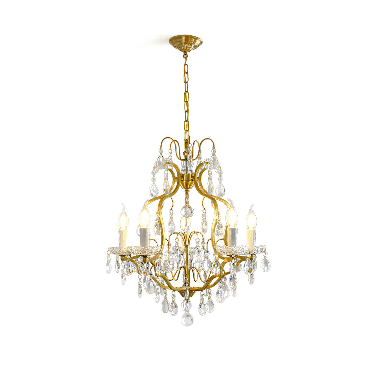 Cevinyra Postmodern Luxury Brass Crystal Scrolls Chandelier - Letslighting