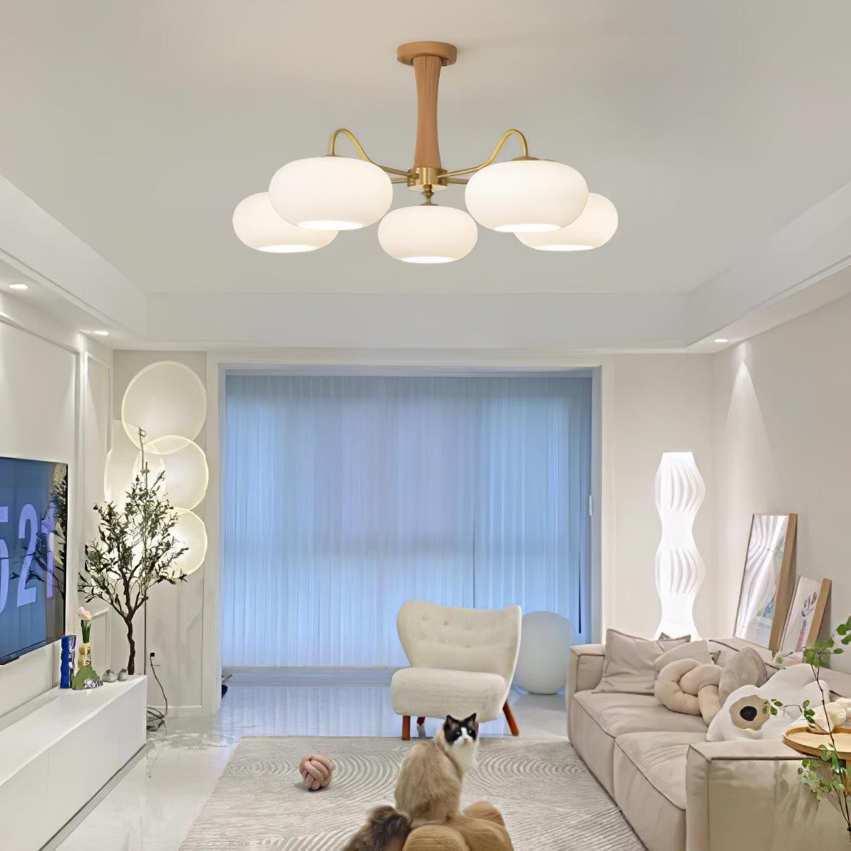 Lustra Chandelier Brass Wooden Persimmon - Letslighting