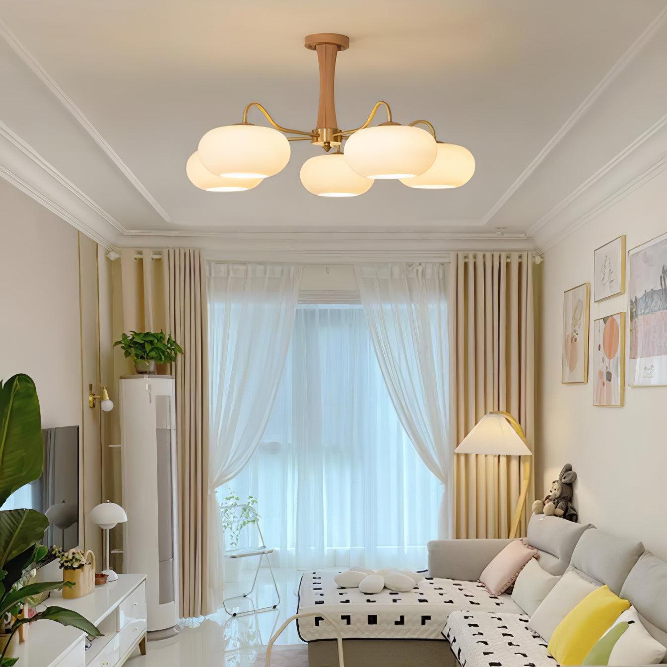 Lustra Chandelier Brass Wooden Persimmon - Letslighting