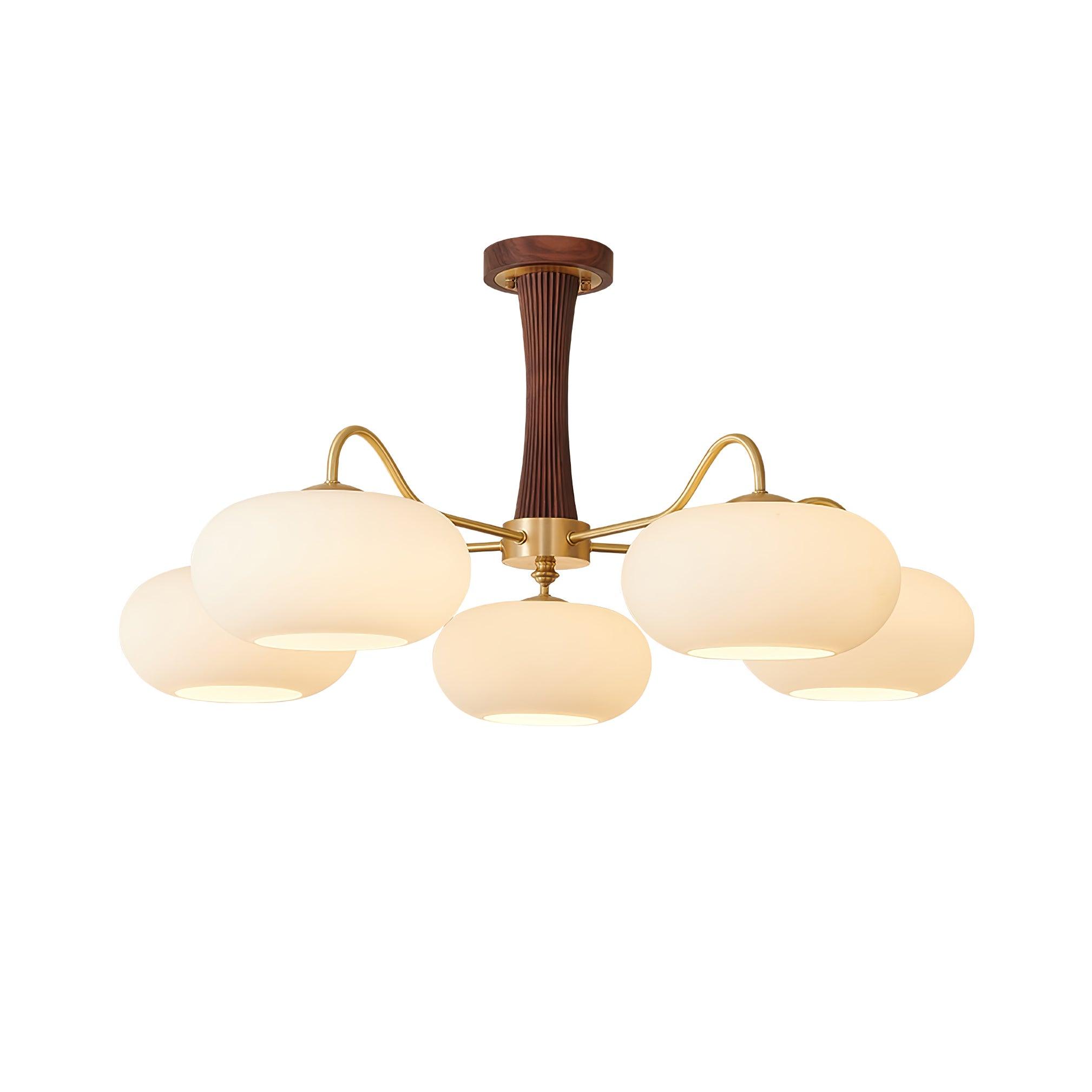 Lustra Chandelier Brass Wooden Persimmon - Letslighting