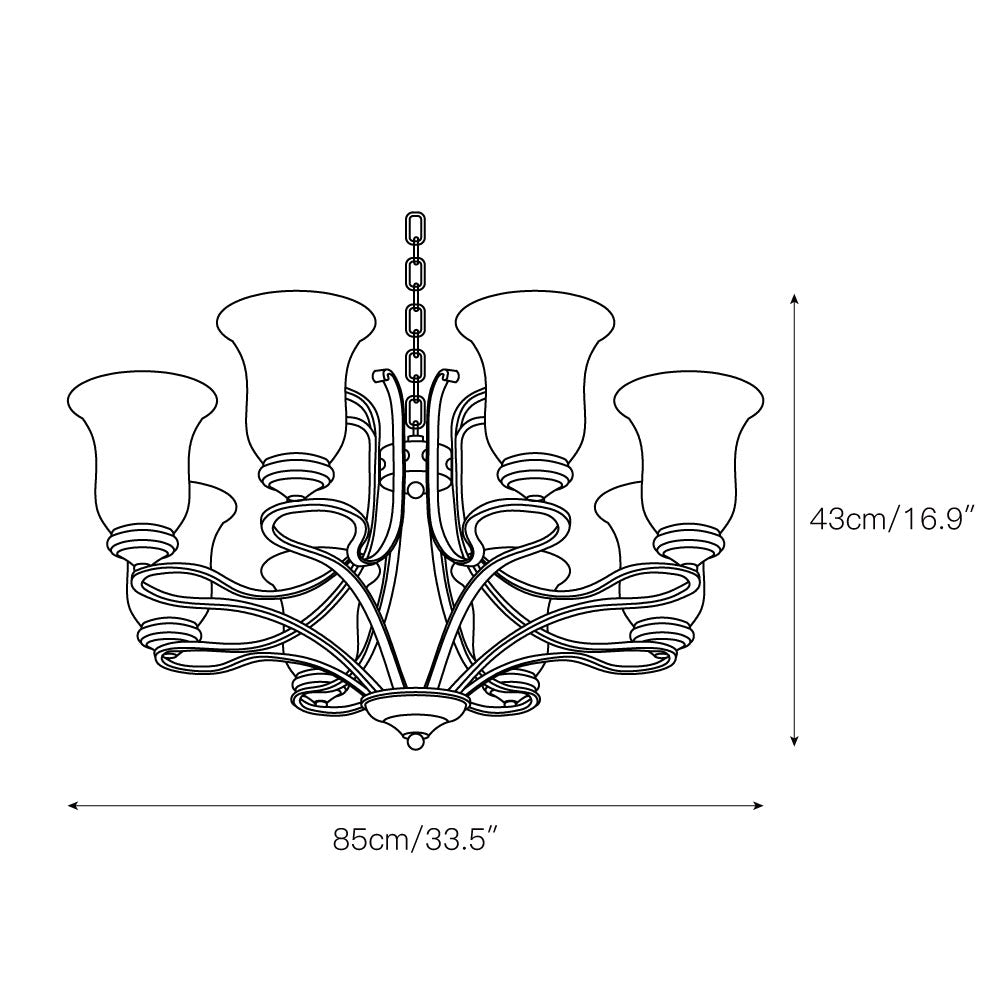 Ethos Premium Elegance Brass Glass Chandelier - Letslighting