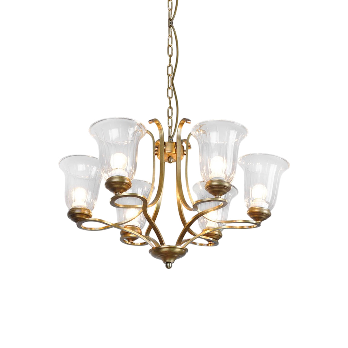 Ethos Premium Elegance Brass Glass Chandelier - Letslighting